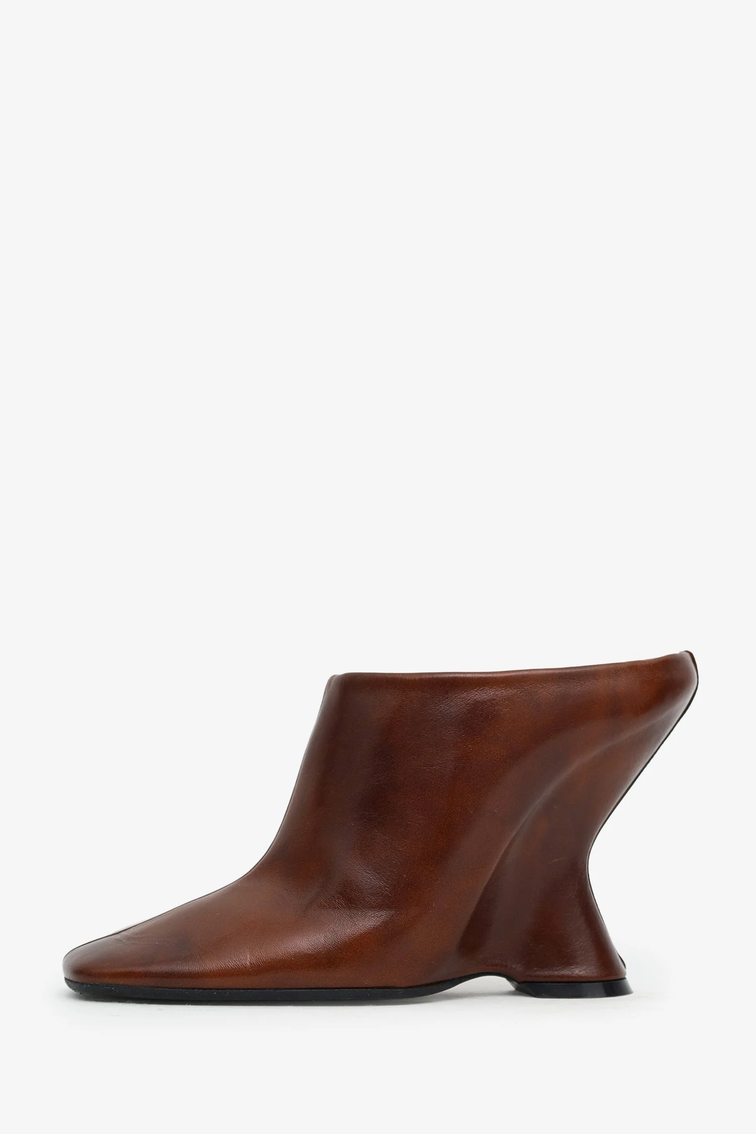 Dries Van Noten Brown Leather 'Glove' Wedge Mules Size 39 - Image 5