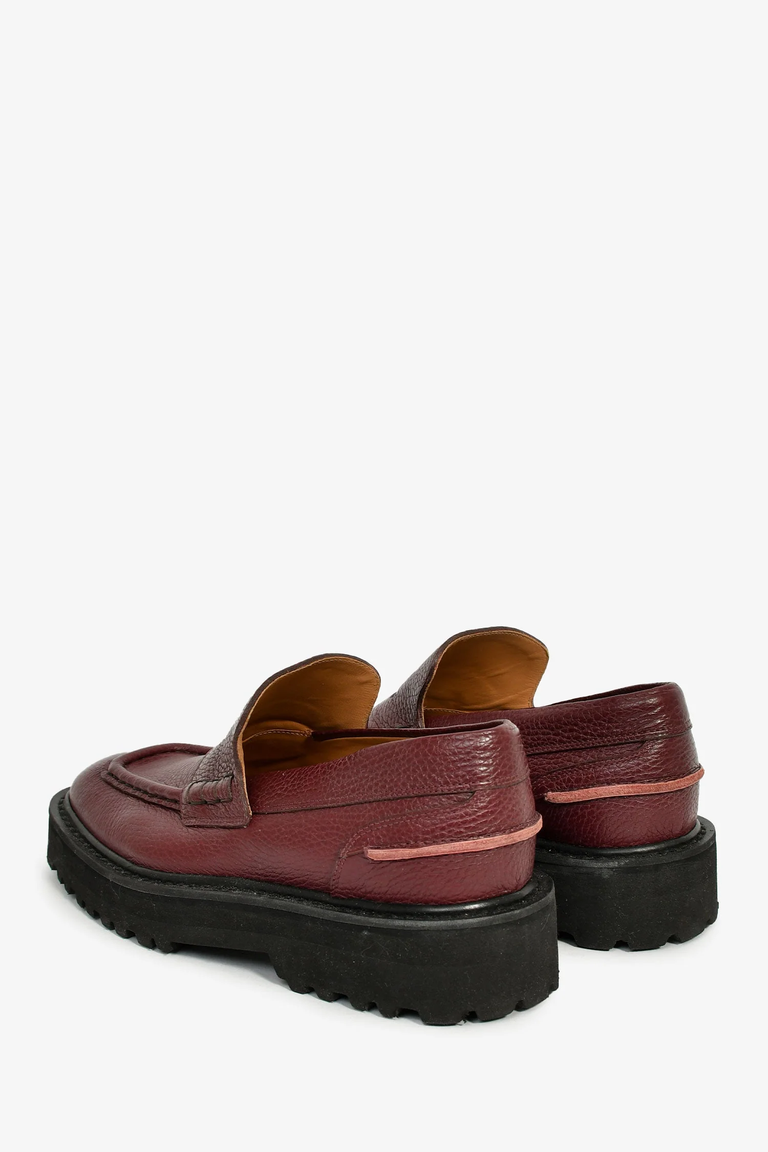 Dries Van Noten Burgundy Leather Platform Penny Loafers Size 39 - Image 4