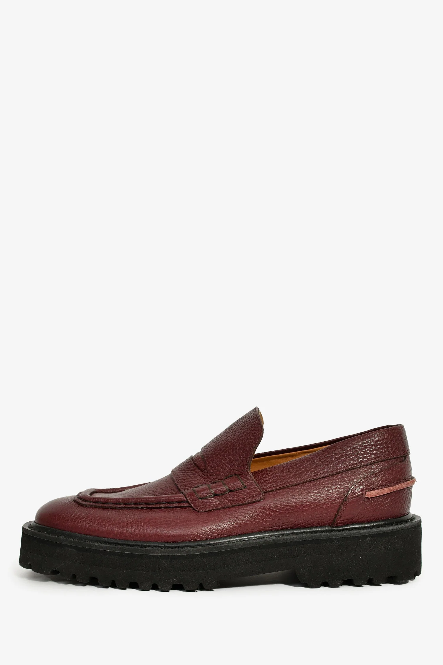 Dries Van Noten Burgundy Leather Platform Penny Loafers Size 39 - Image 5