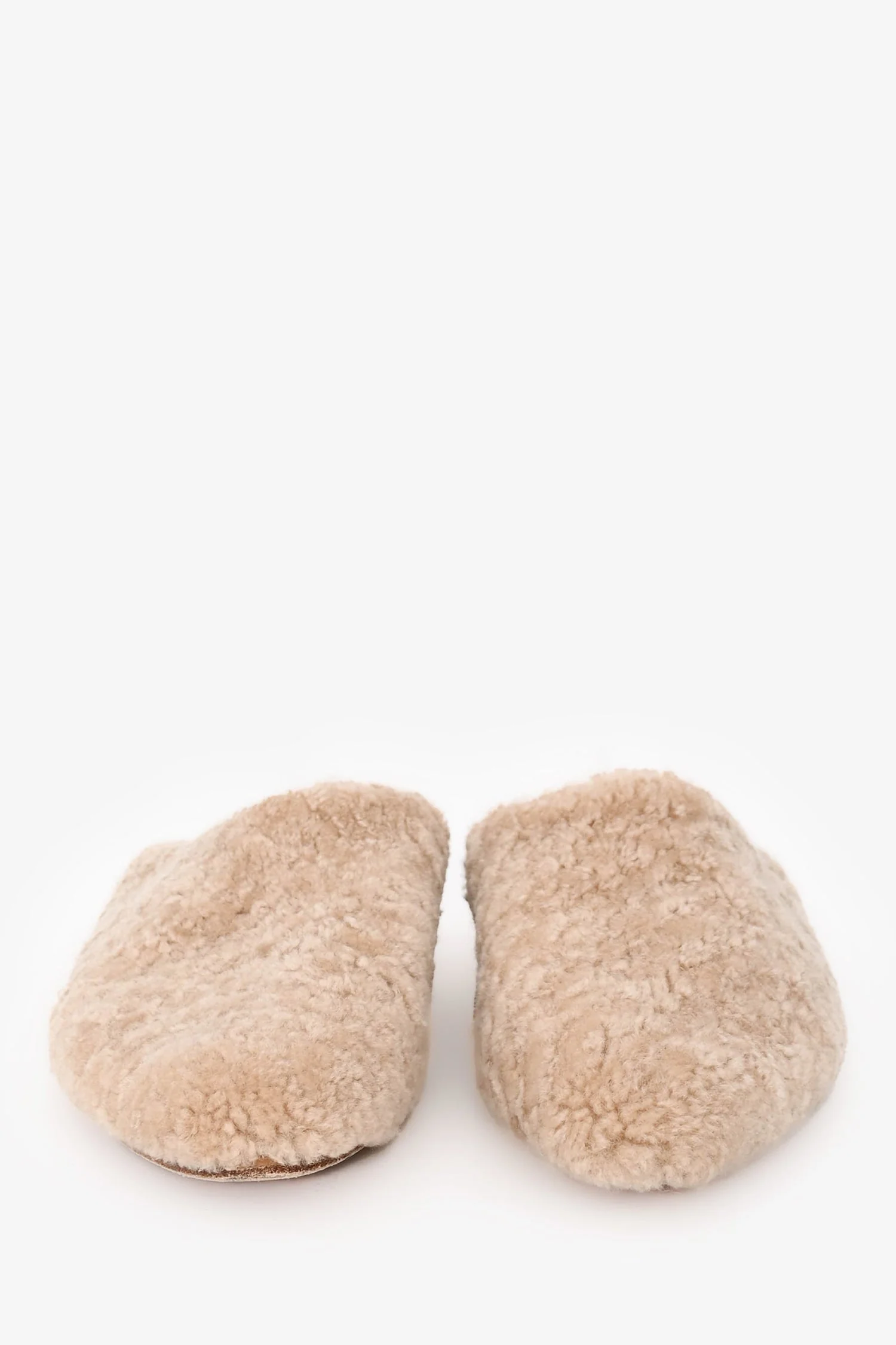 Eileen Fisher Cream Shaggy Shearling Slippers Size 11 - Image 3