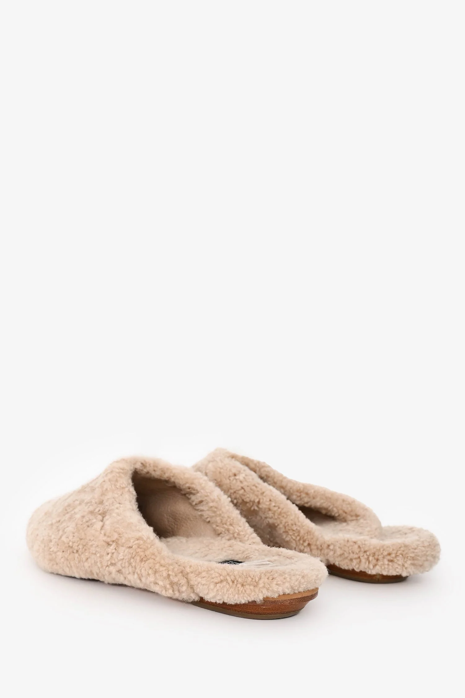 Eileen Fisher Cream Shaggy Shearling Slippers Size 11 - Image 4