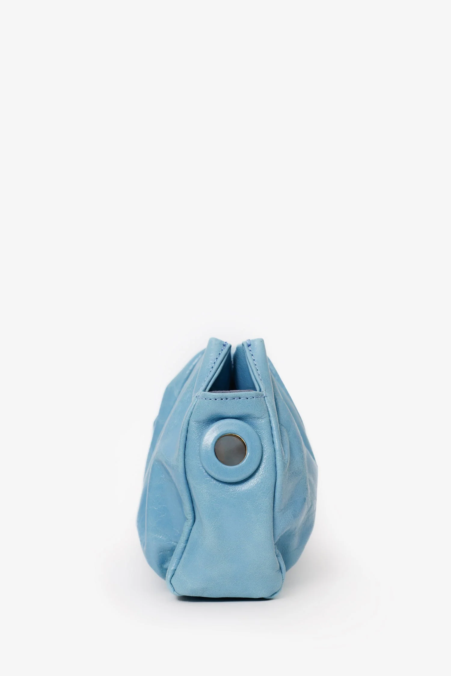Elleme Blue Leather Pleated Shoulder Bag - Image 4