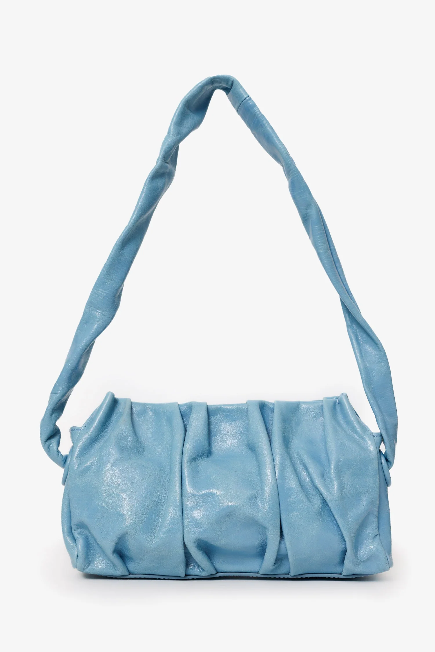 Elleme Blue Leather Pleated Shoulder Bag - Image 7