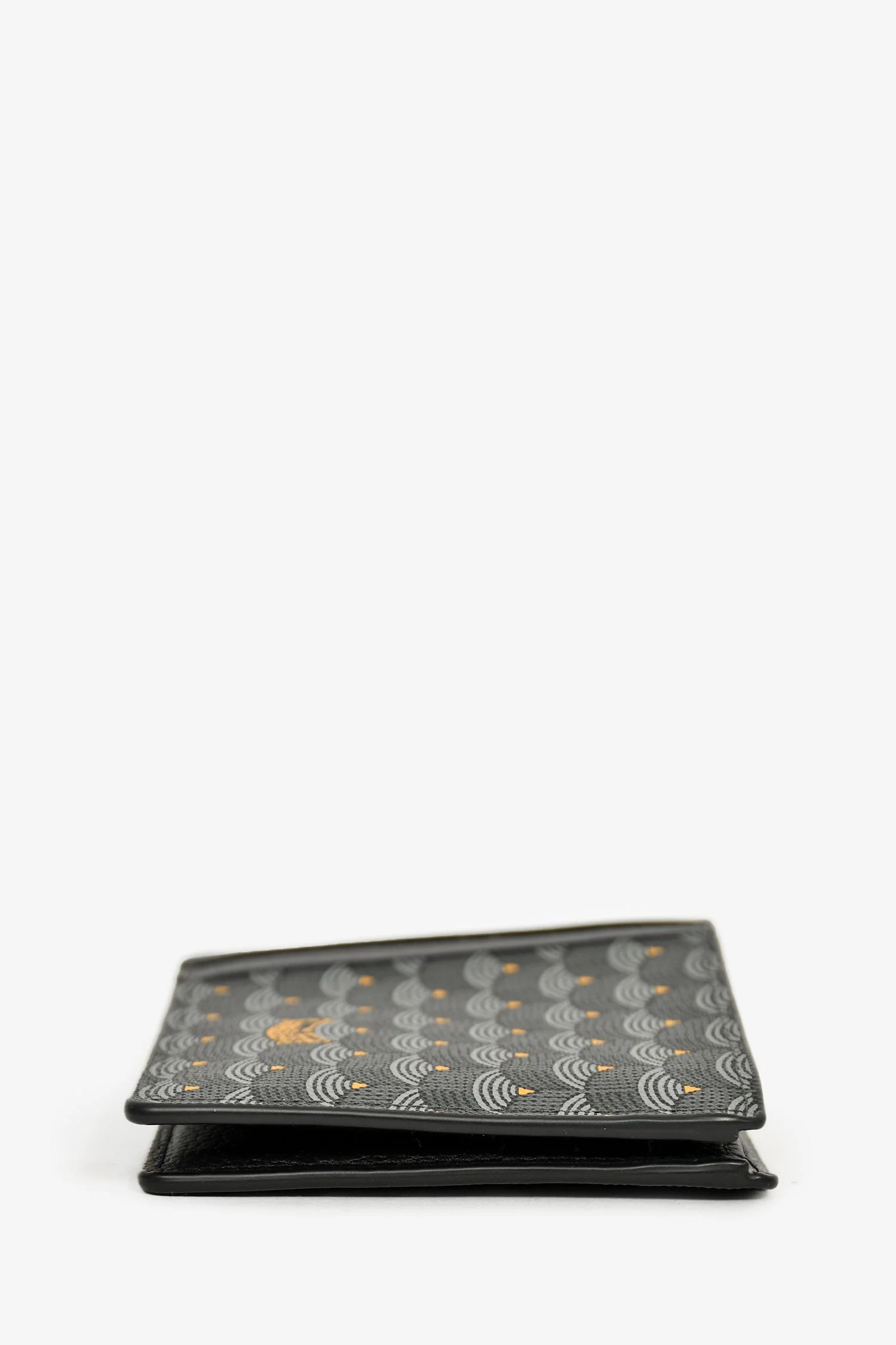Faure Le Page Grey Canvas/Black Calfskin Leather 6-Card Wallet - Image 4