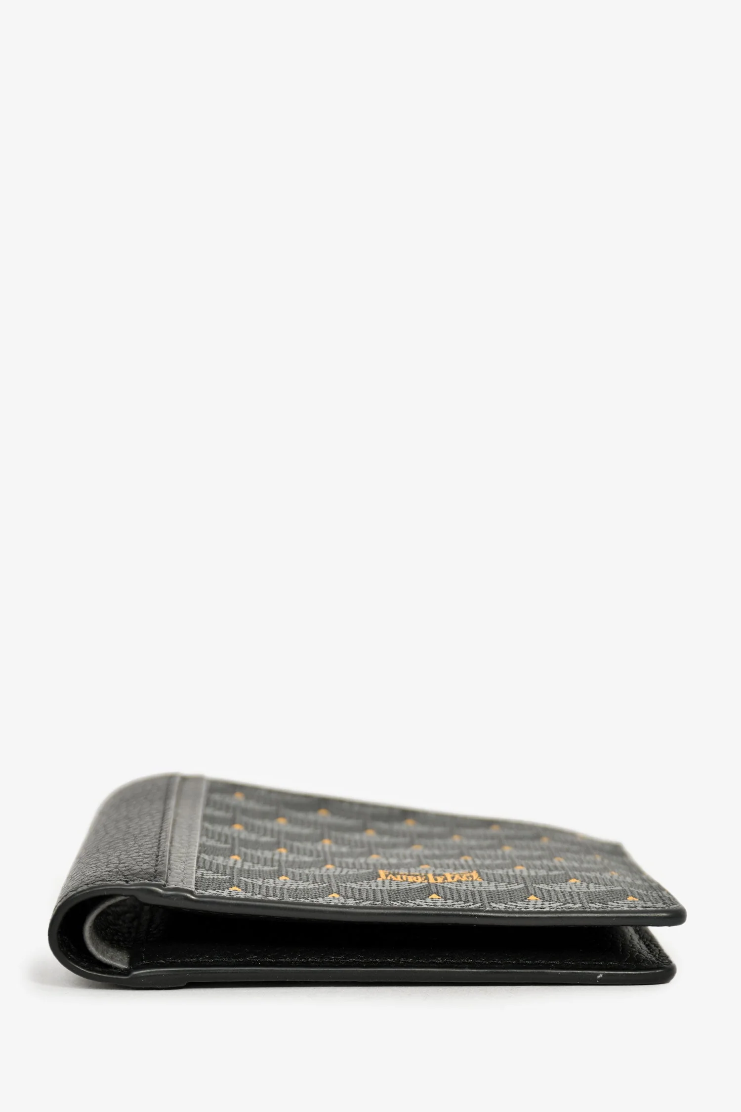 Faure Le Page Grey Canvas/Black Calfskin Leather 6-Card Wallet - Image 5