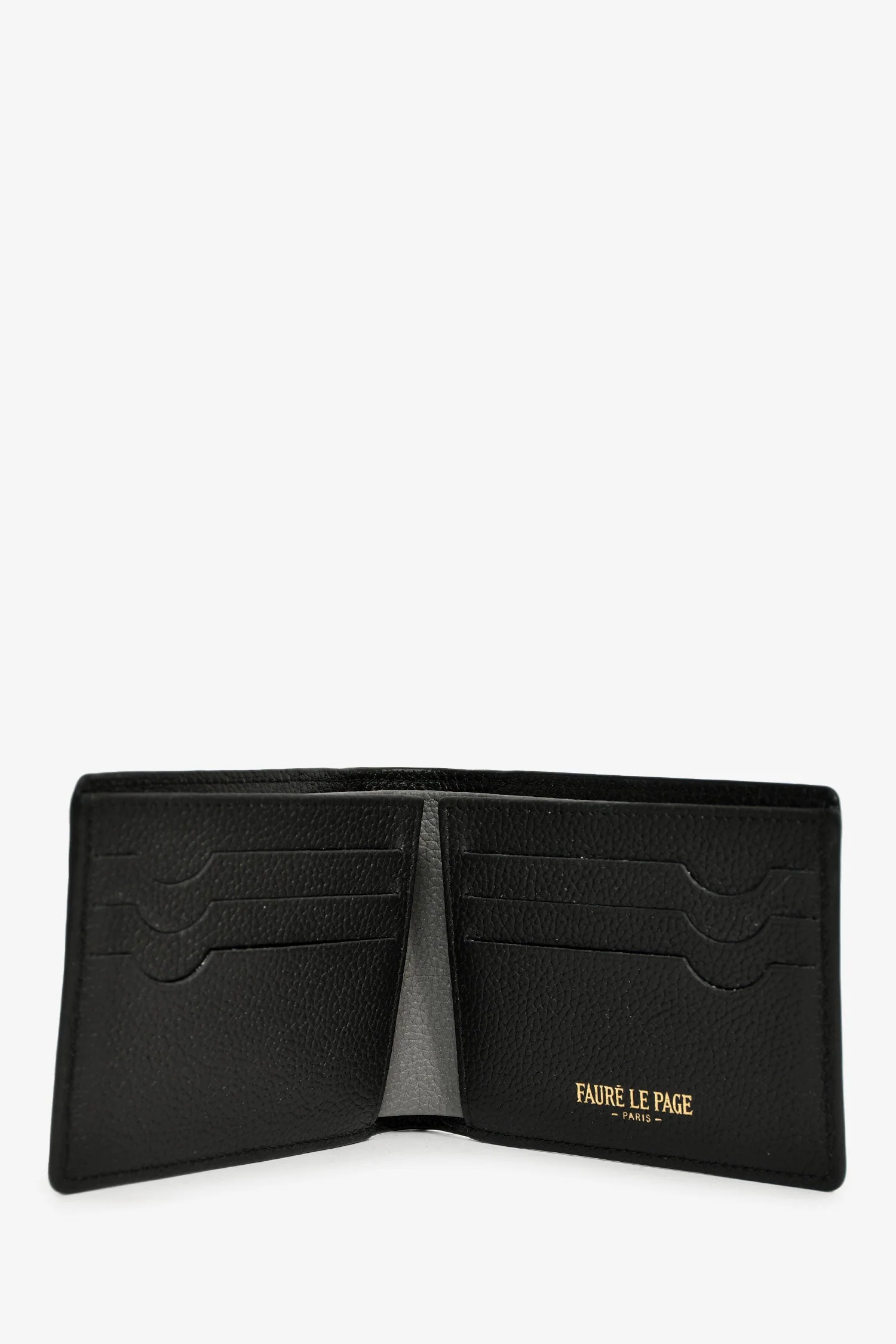 Faure Le Page Grey Canvas/Black Calfskin Leather 6-Card Wallet - Image 6
