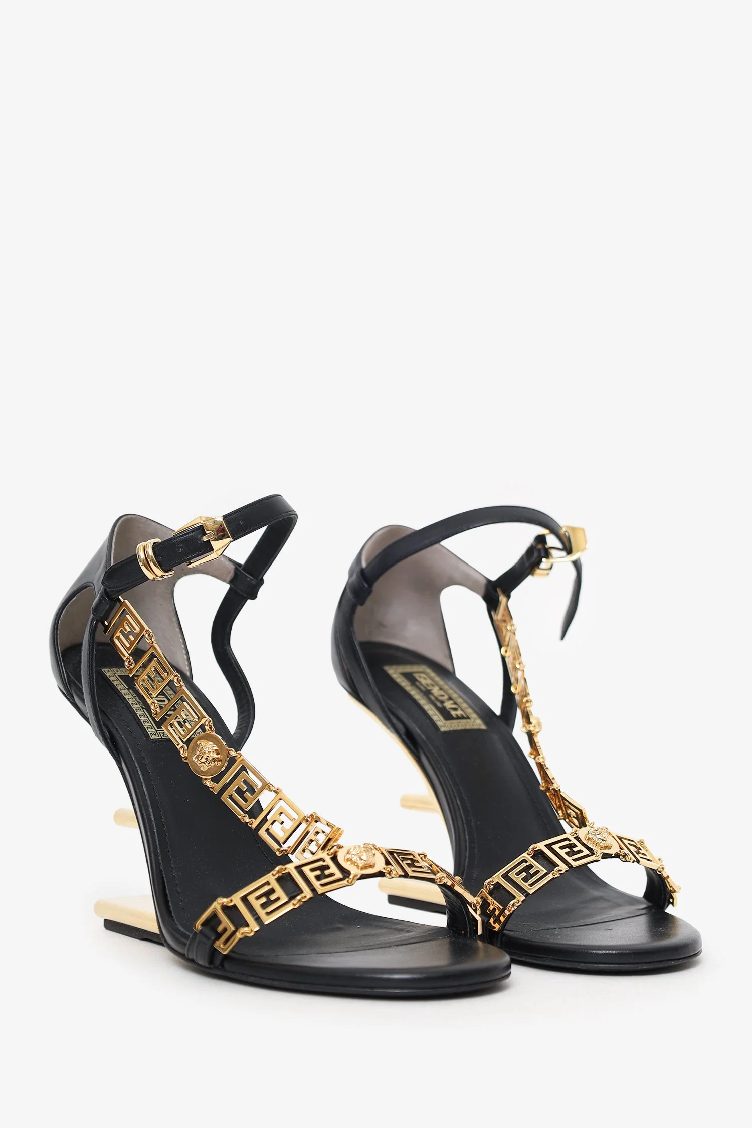 Fendace Black Leather 'First' Slingback Heels Size 37 - Image 2