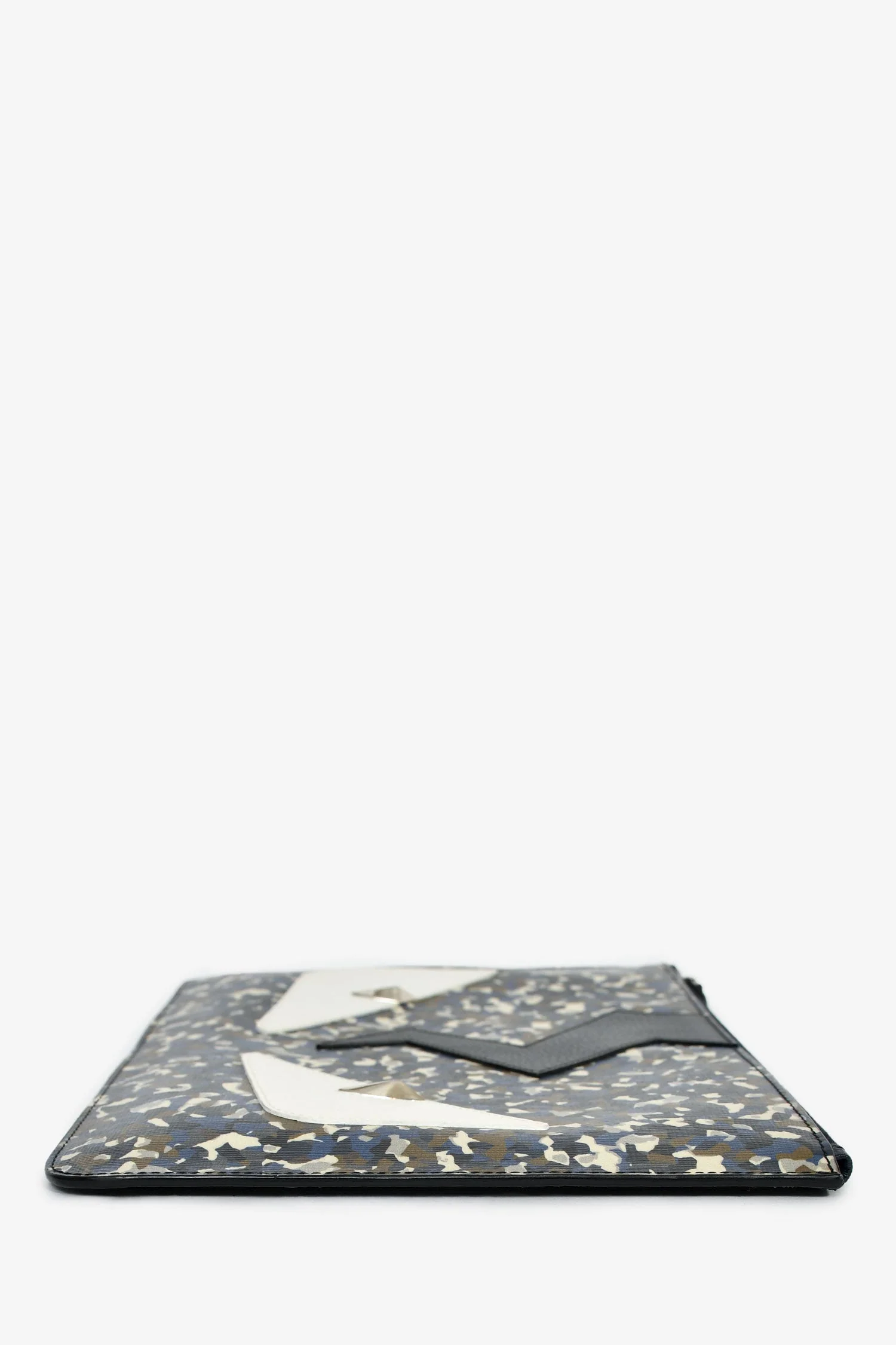 Fendi 2016 Black/White Leather Monster Eyes Zip Pouch - Image 3