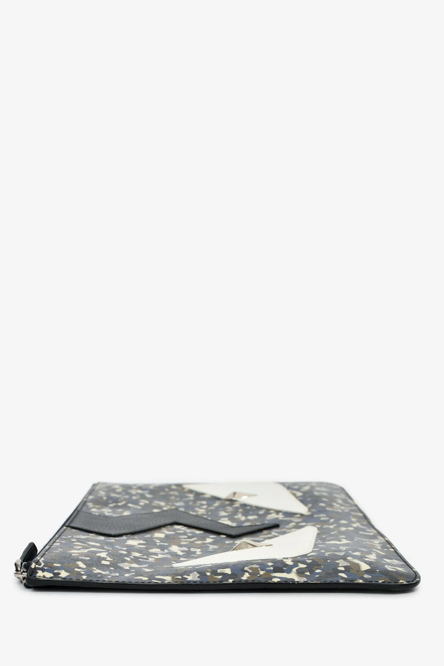 Fendi 2016 Black/White Leather Monster Eyes Zip Pouch - Image 4