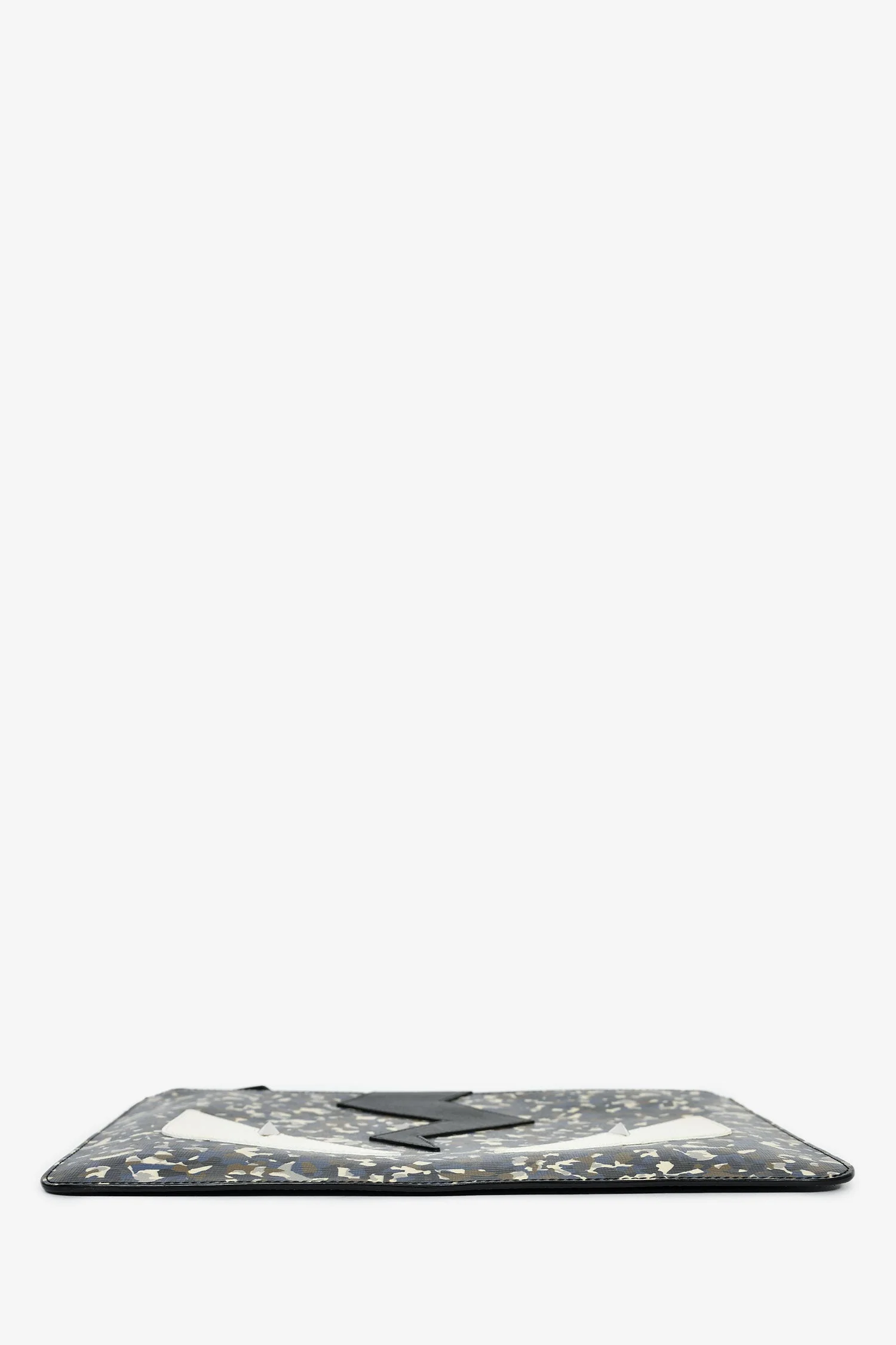 Fendi 2016 Black/White Leather Monster Eyes Zip Pouch - Image 5