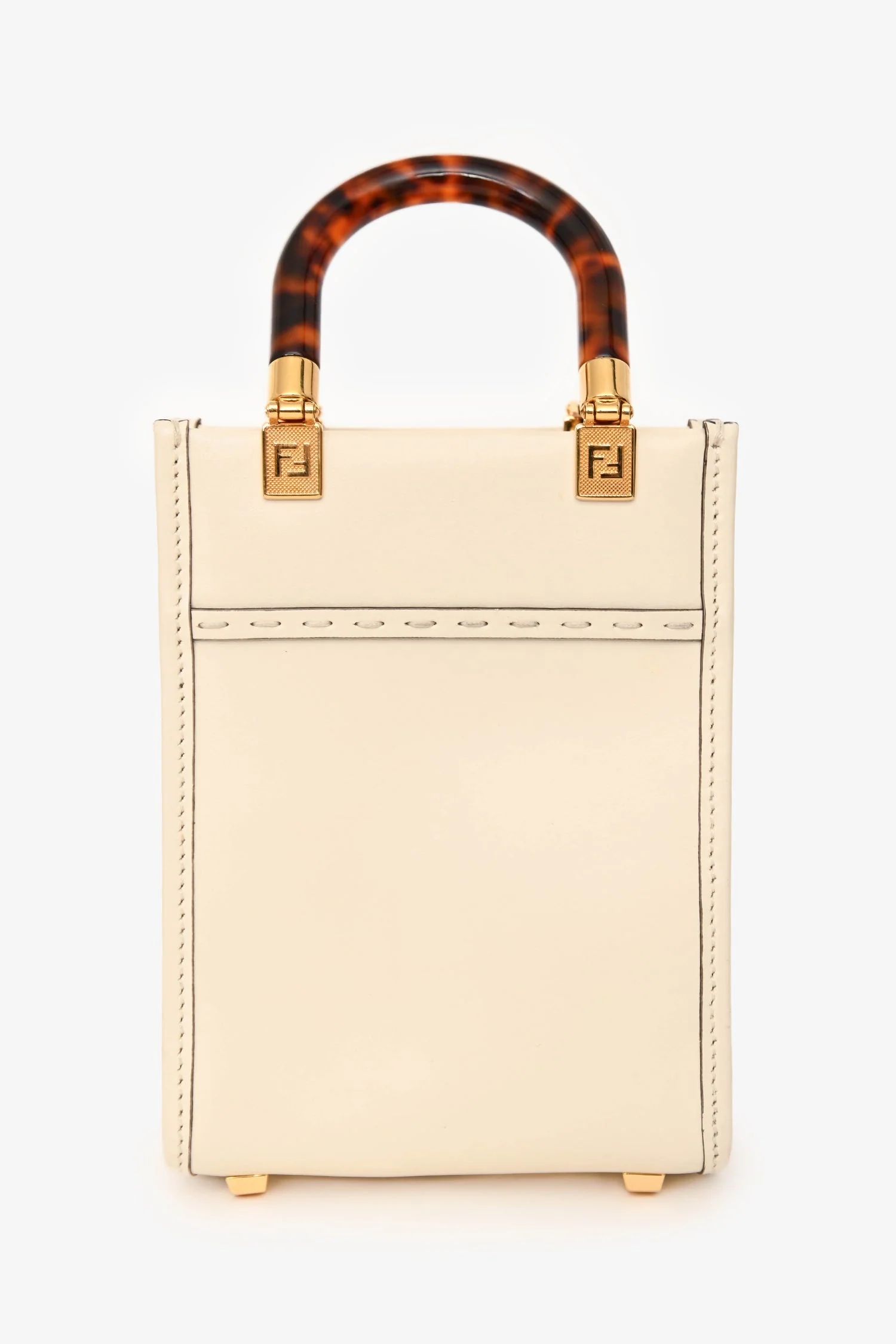 Fendi 2022 Cream Leather Acrylic Handle Mini Sunshine Crossbody - Image 2