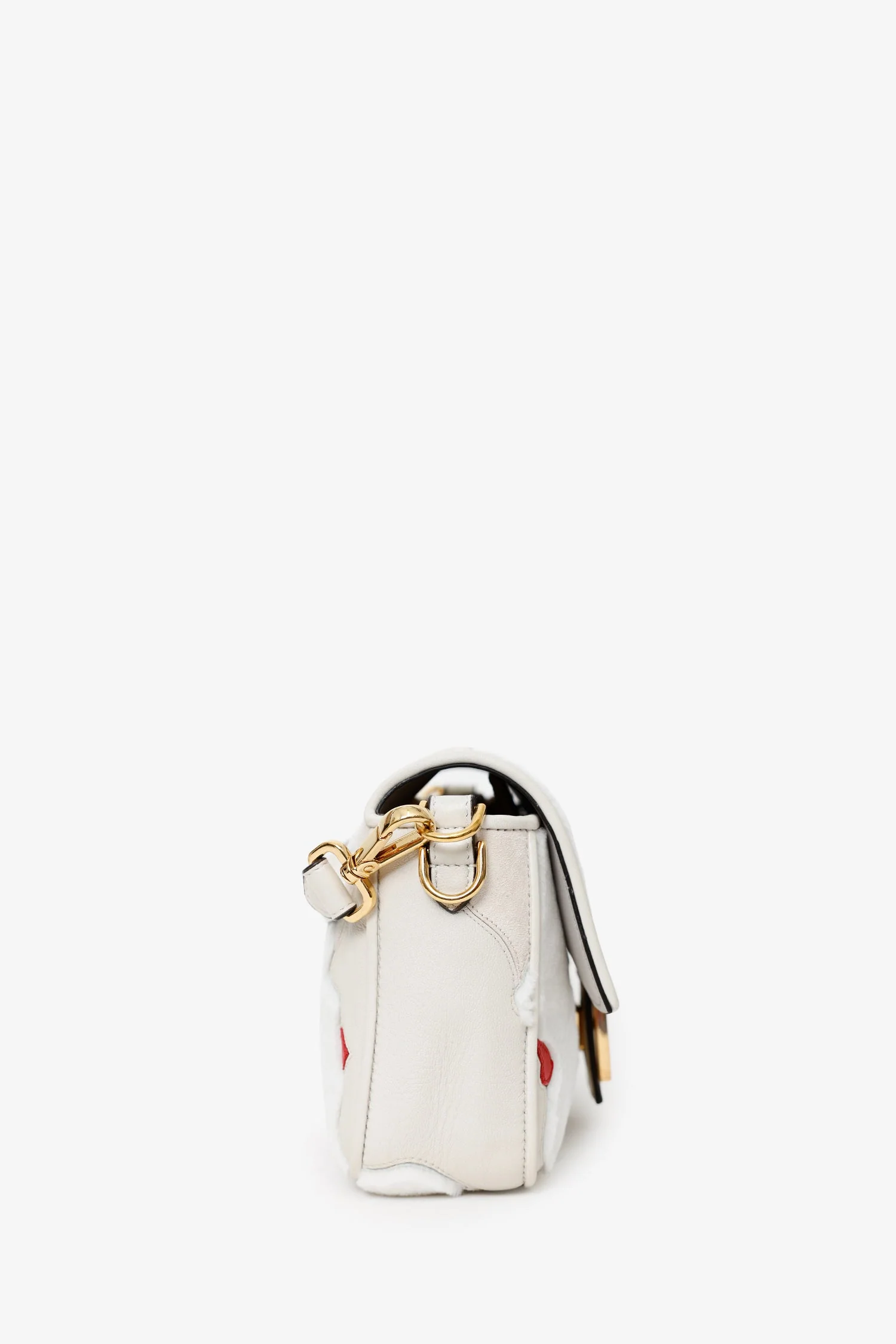 Fendi 2022 White Mink And Suede Faces Baguette Bag - Image 2