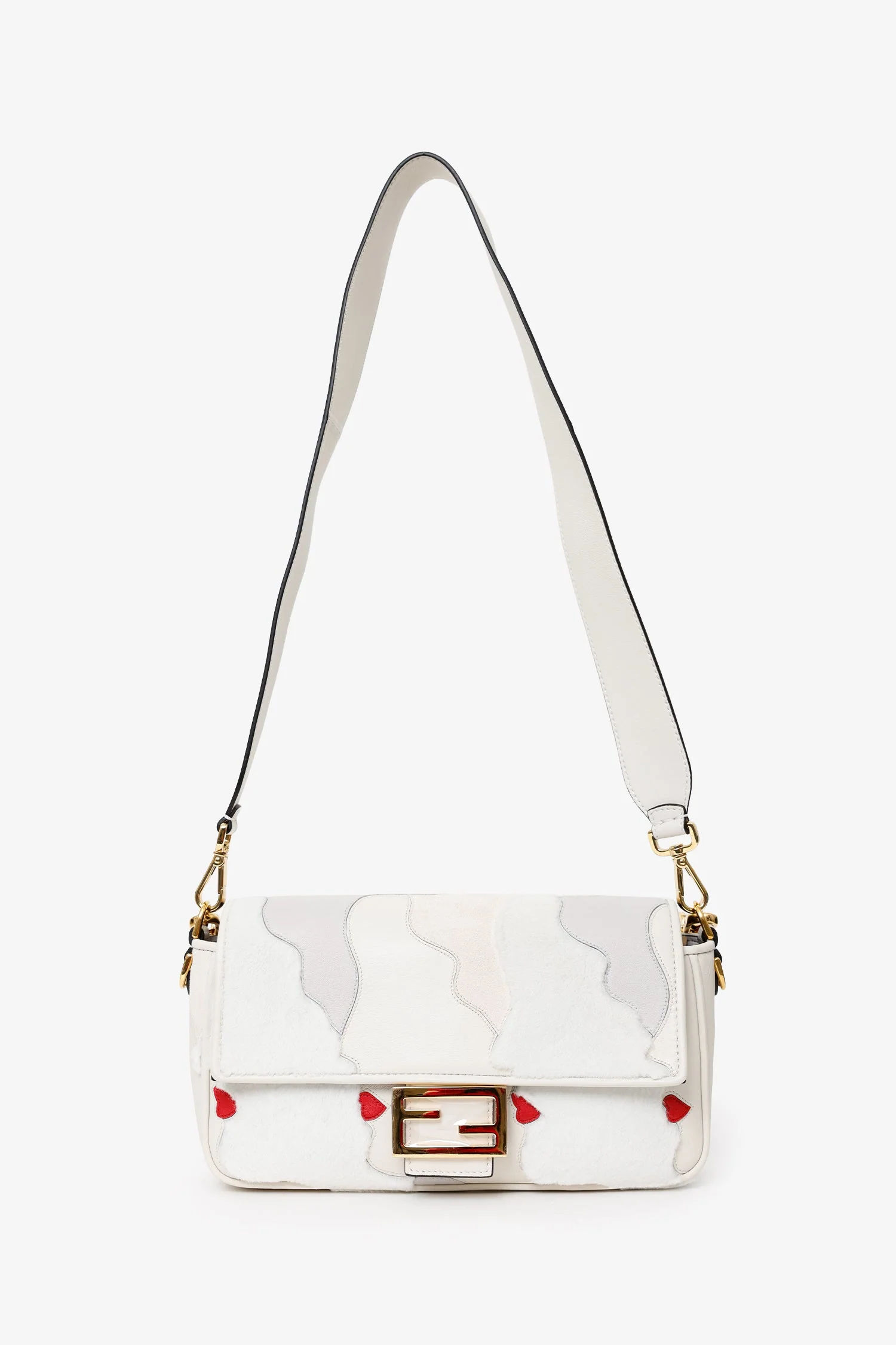 Fendi 2022 White Mink And Suede Faces Baguette Bag - Image 6