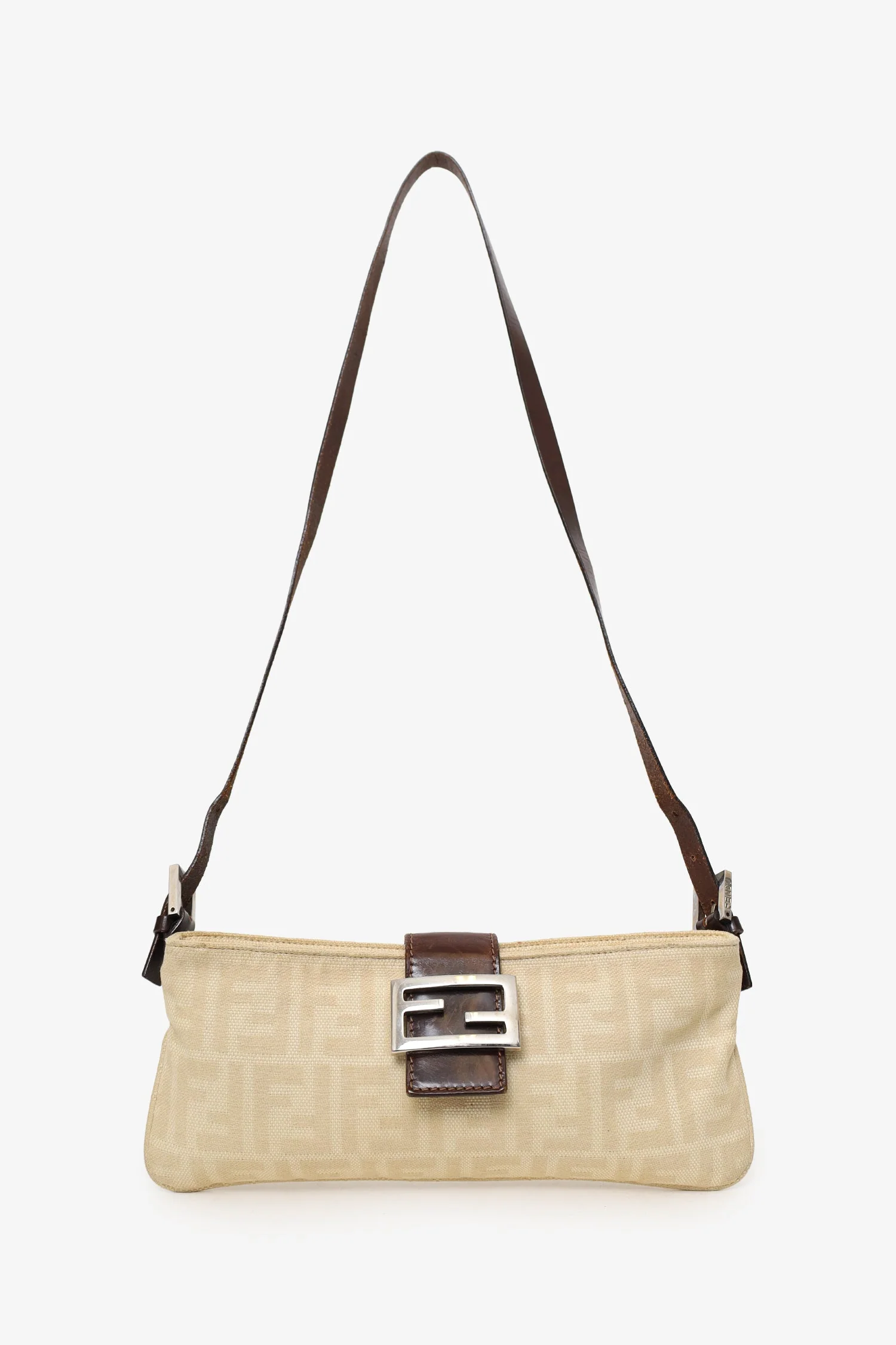 Fendi Beige FF Zucca Canvas Baguette Pochette - Image 6