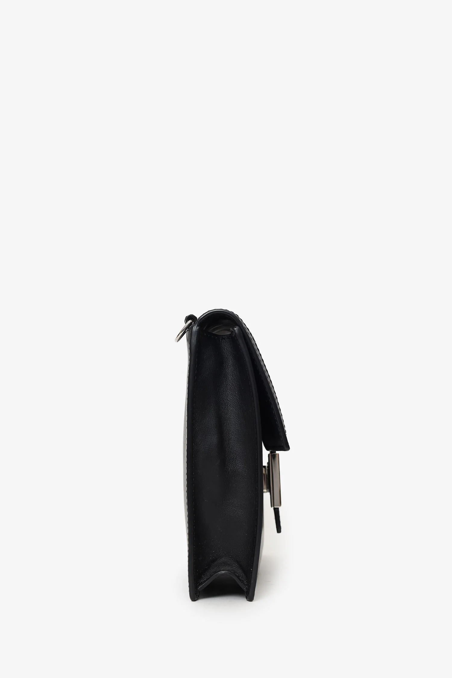Fendi Black/Beige Calfskin/Canvas FF 1974 Flat Baguette Crossbody - Image 2