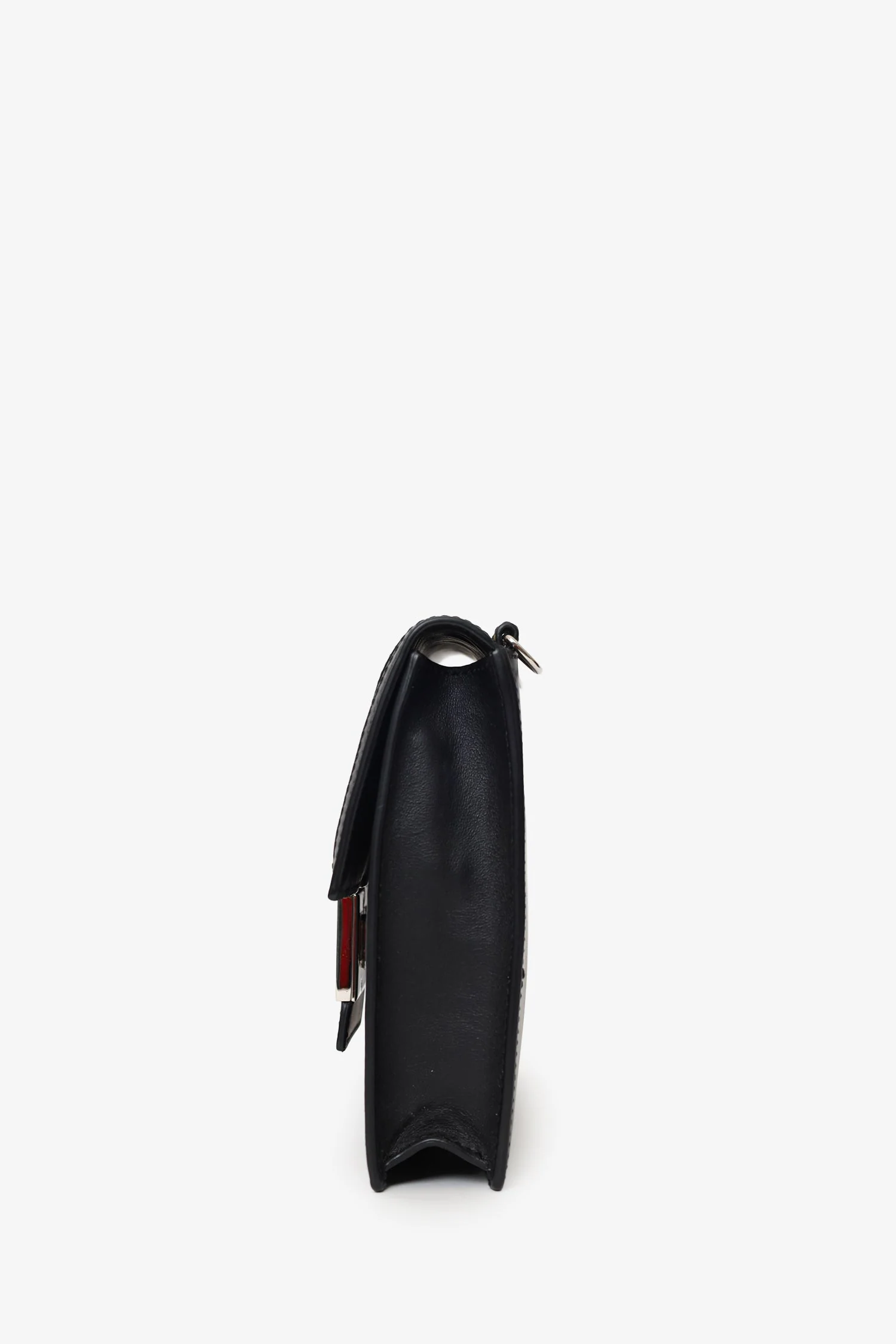 Fendi Black/Beige Calfskin/Canvas FF 1974 Flat Baguette Crossbody - Image 4