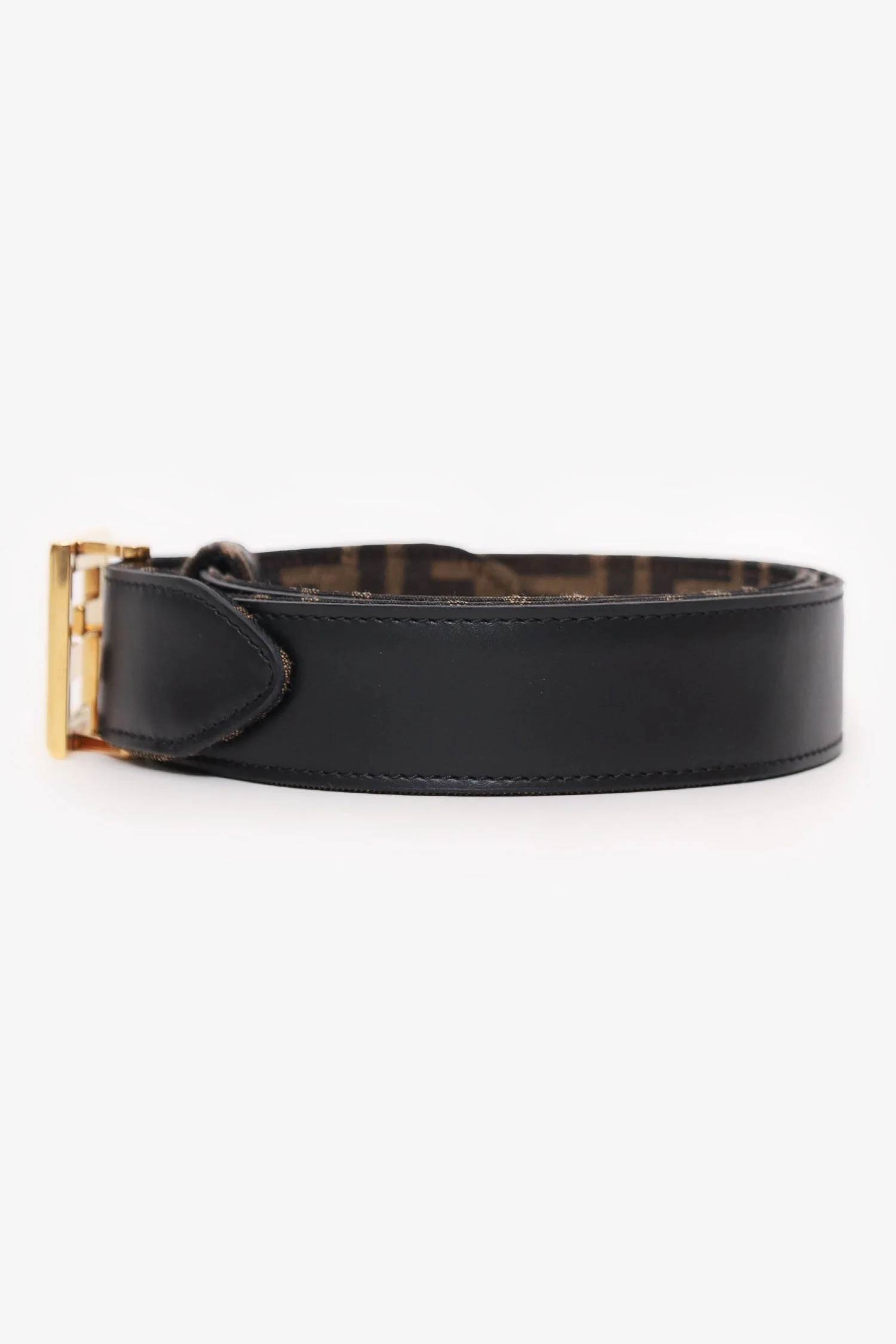 Fendi Black/Brown Zucca Print Canvas/Leather Reversible Belt - Image 2