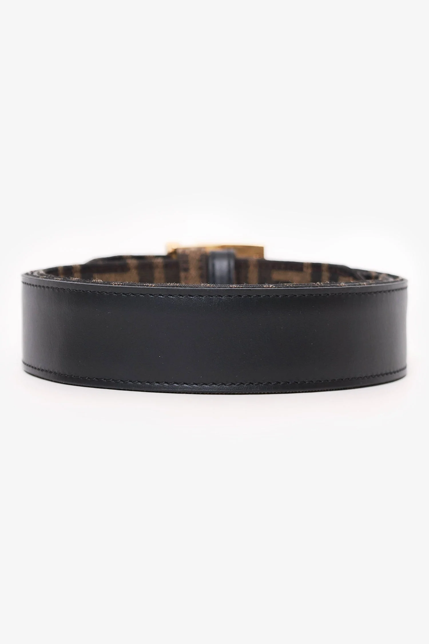 Fendi Black/Brown Zucca Print Canvas/Leather Reversible Belt - Image 3