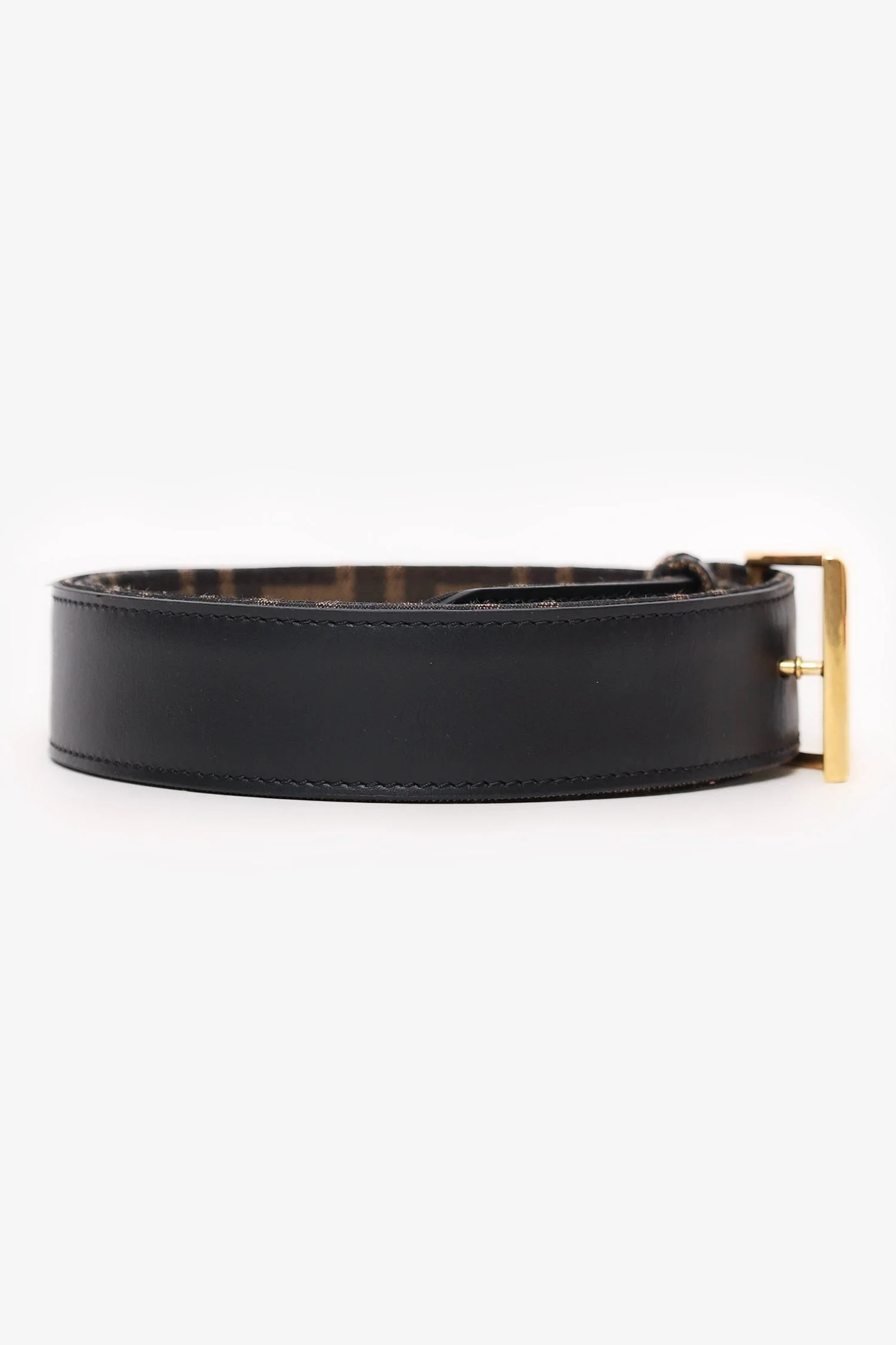 Fendi Black/Brown Zucca Print Canvas/Leather Reversible Belt - Image 4