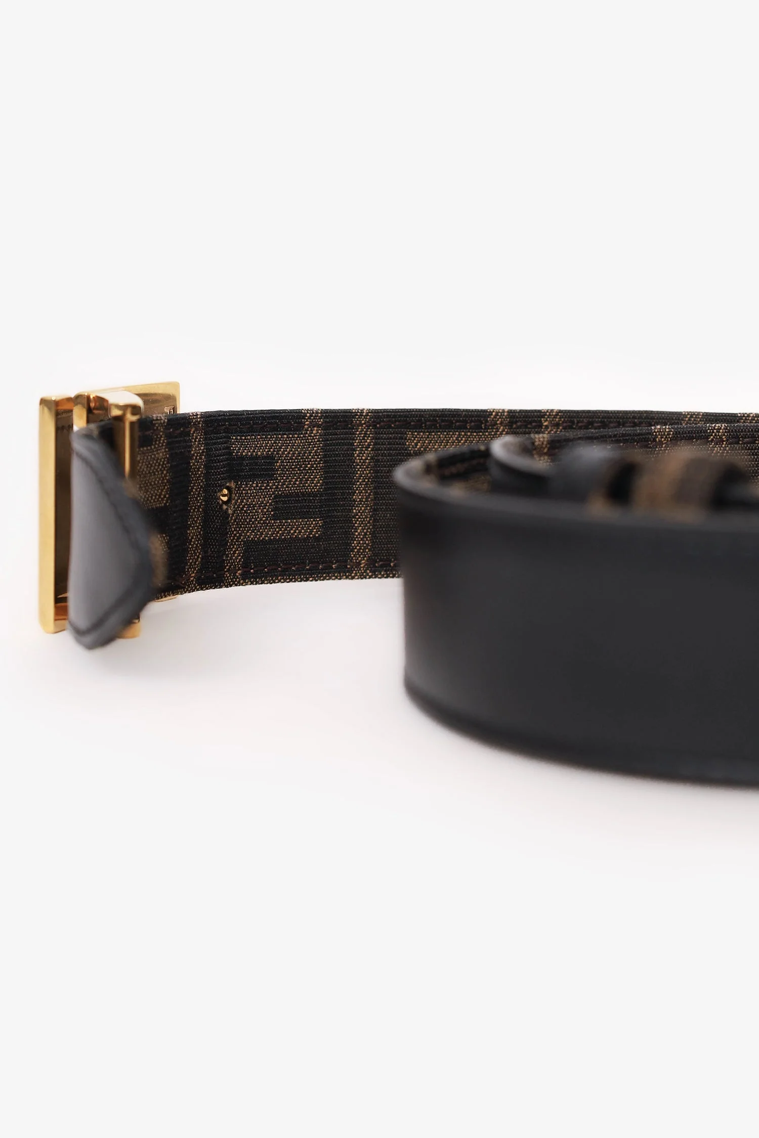 Fendi Black/Brown Zucca Print Canvas/Leather Reversible Belt - Image 5