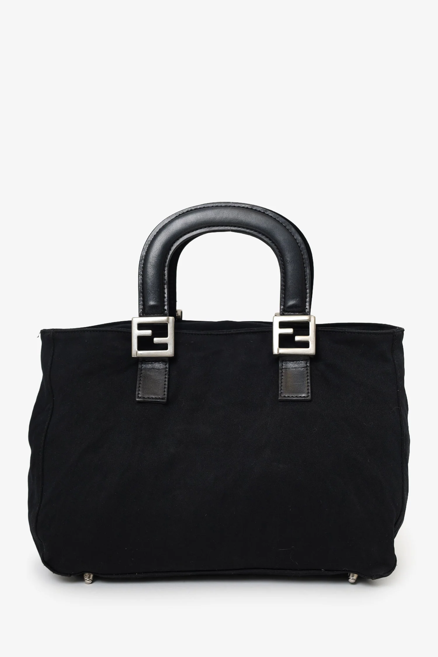 Fendi Black Canvas FF Top Handle Bag - Image 2