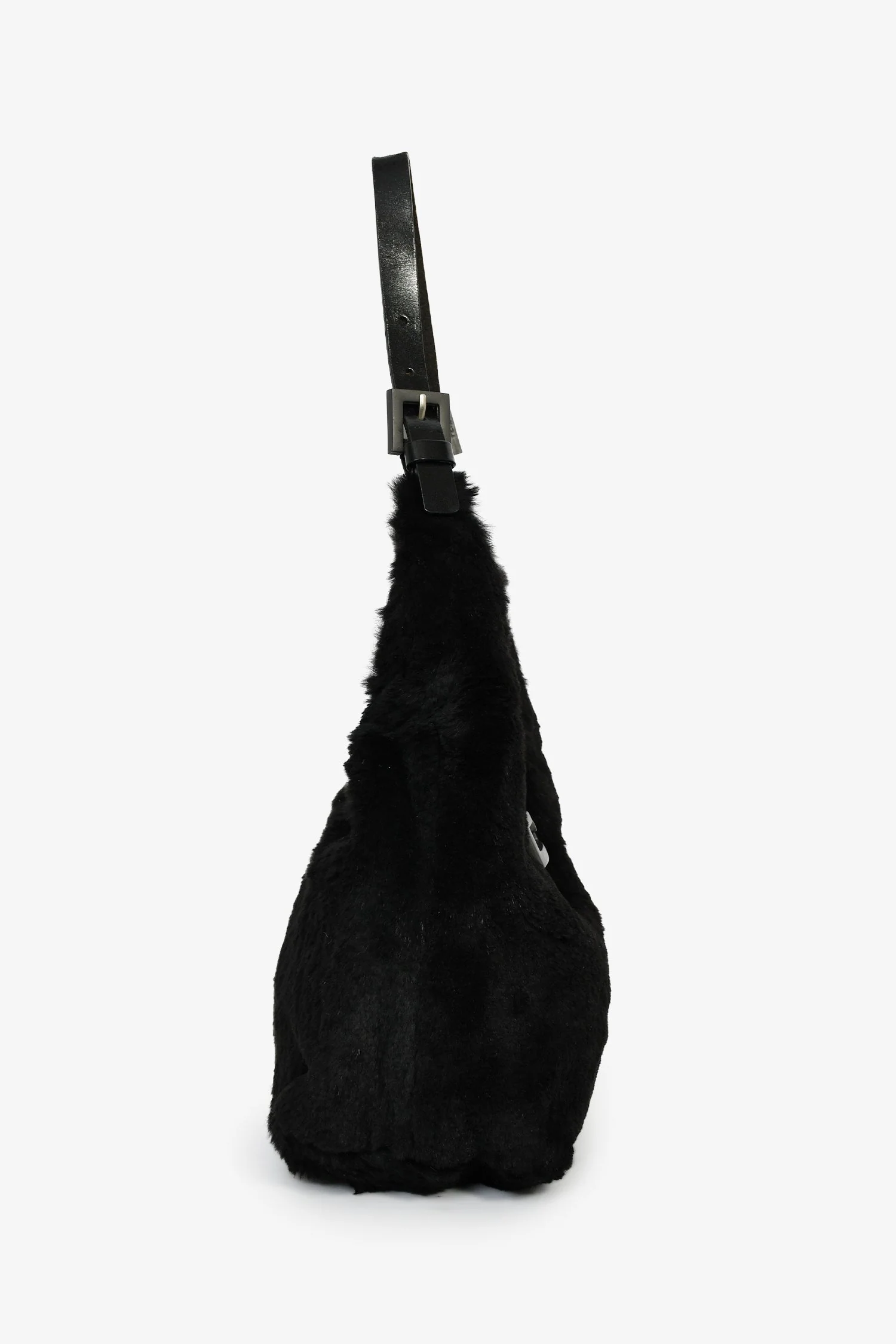 Fendi Black Chinchilla Fur Baguette Hobo Bag - Image 2