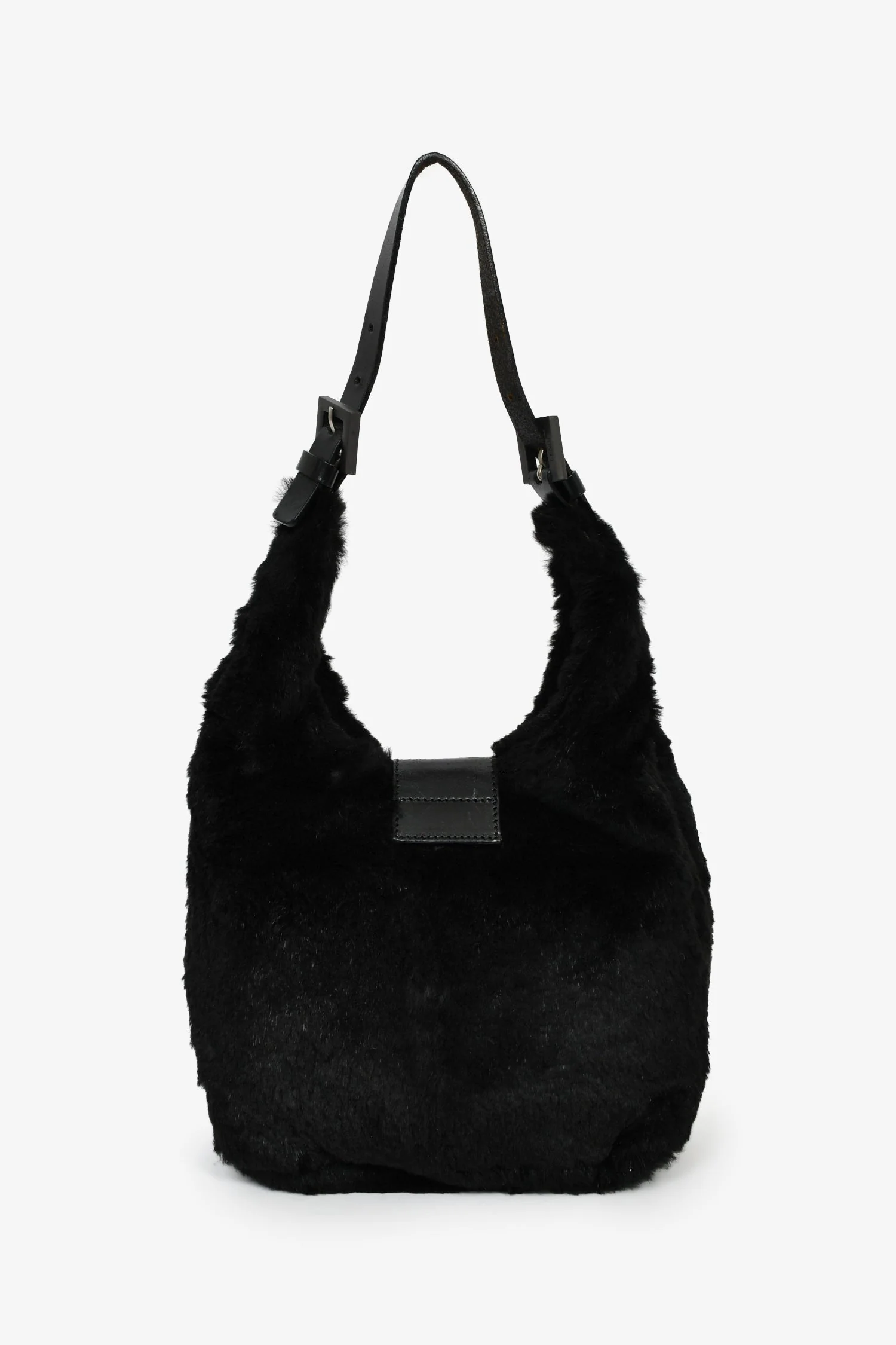 Fendi Black Chinchilla Fur Baguette Hobo Bag - Image 3