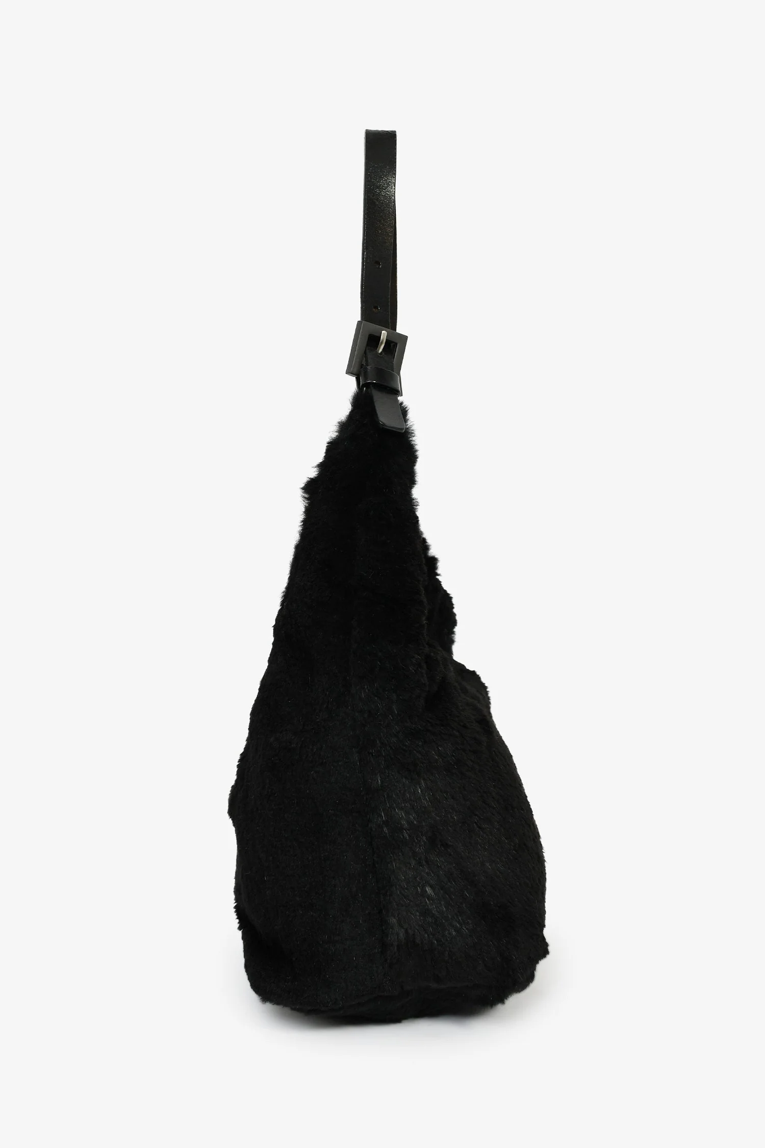 Fendi Black Chinchilla Fur Baguette Hobo Bag - Image 4