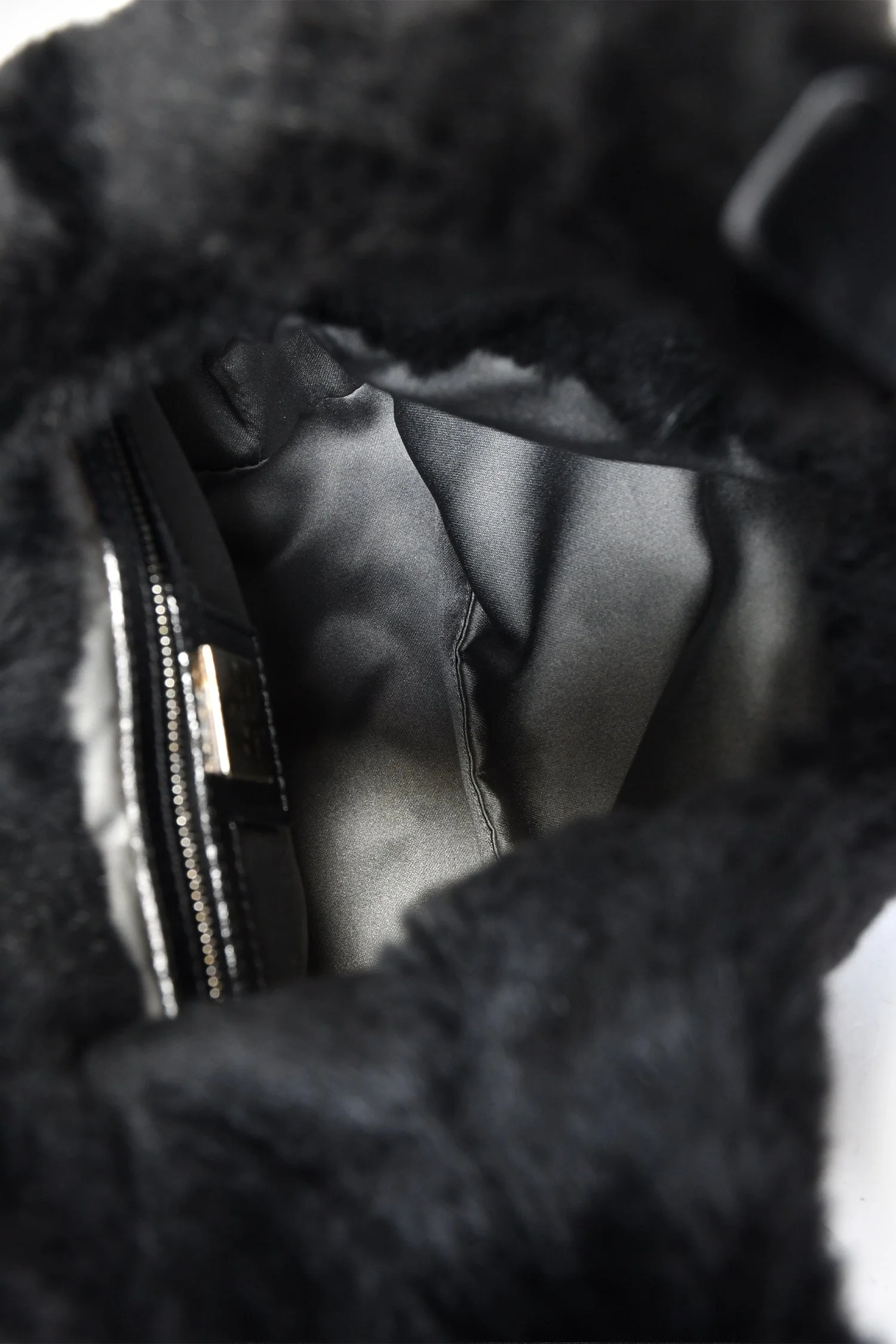 Fendi Black Chinchilla Fur Baguette Hobo Bag - Image 6