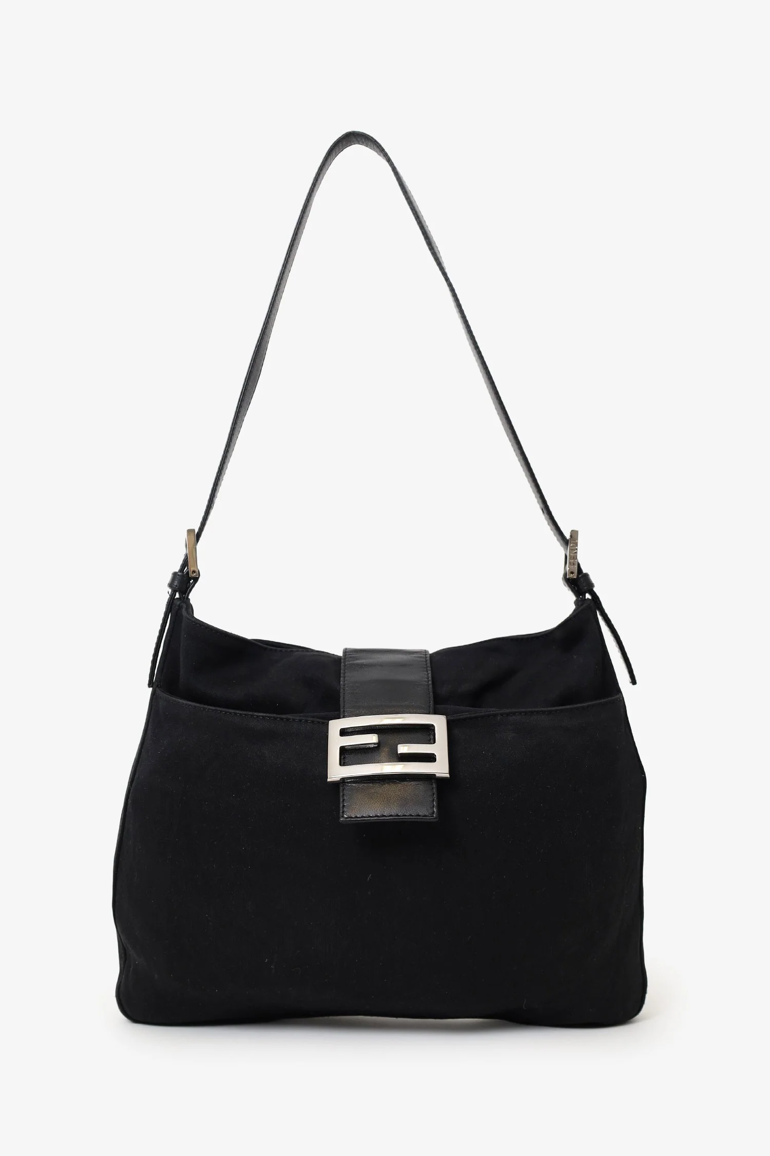 Fendi Black Fabric Forever Baguette Shoulder Bag - Image 6