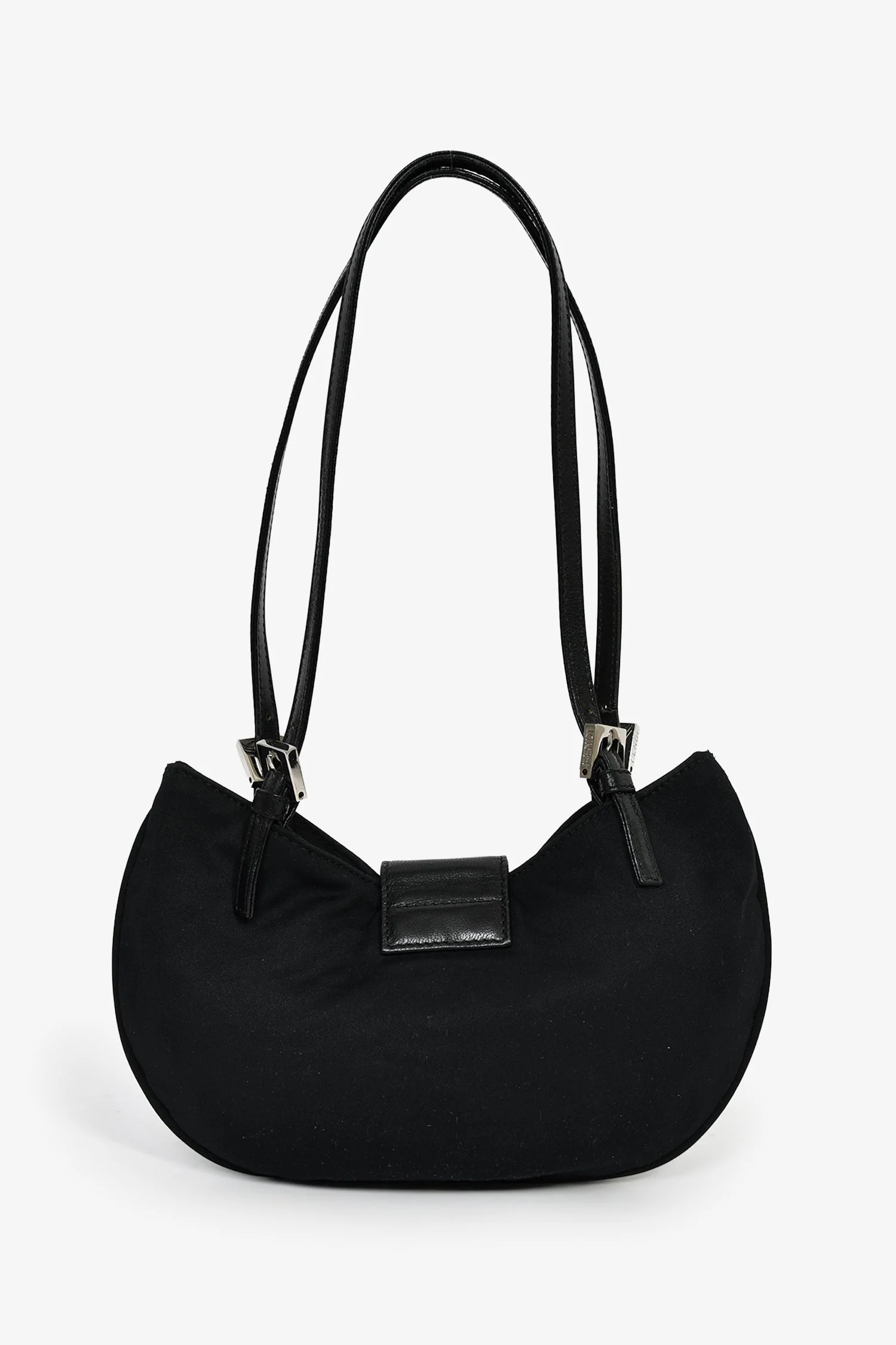 Fendi Black Fabric Mamma Half Moon Shoulder Bag - Image 3