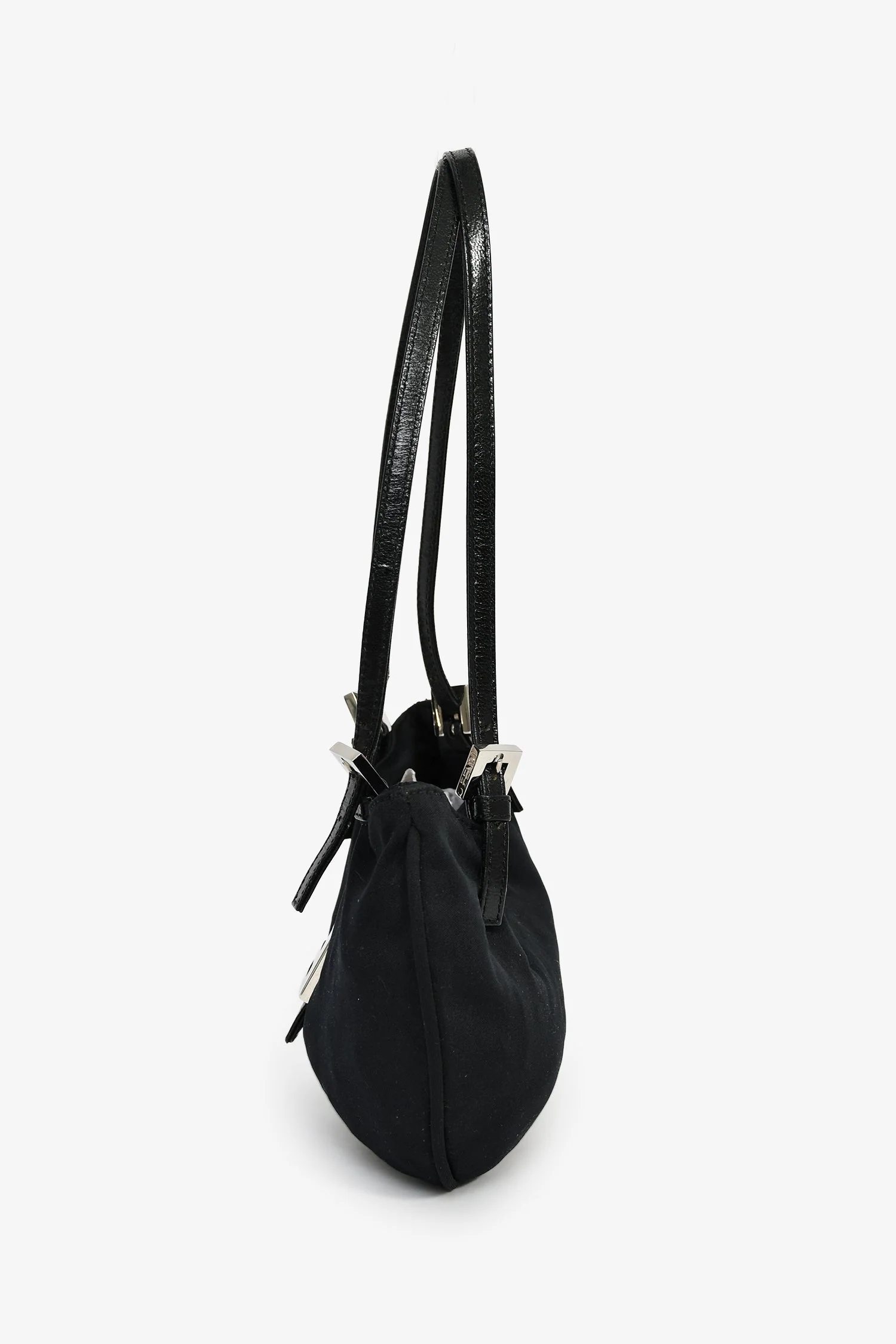 Fendi Black Fabric Mamma Half Moon Shoulder Bag - Image 4