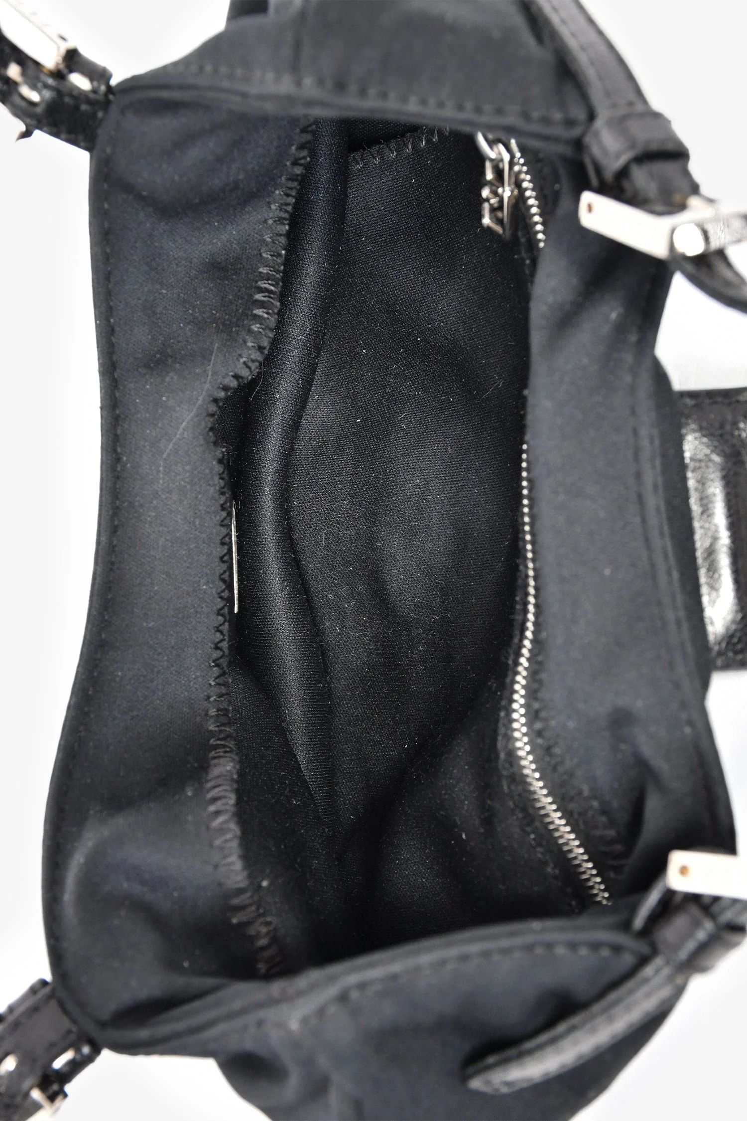 Fendi Black Fabric Mamma Half Moon Shoulder Bag - Image 6