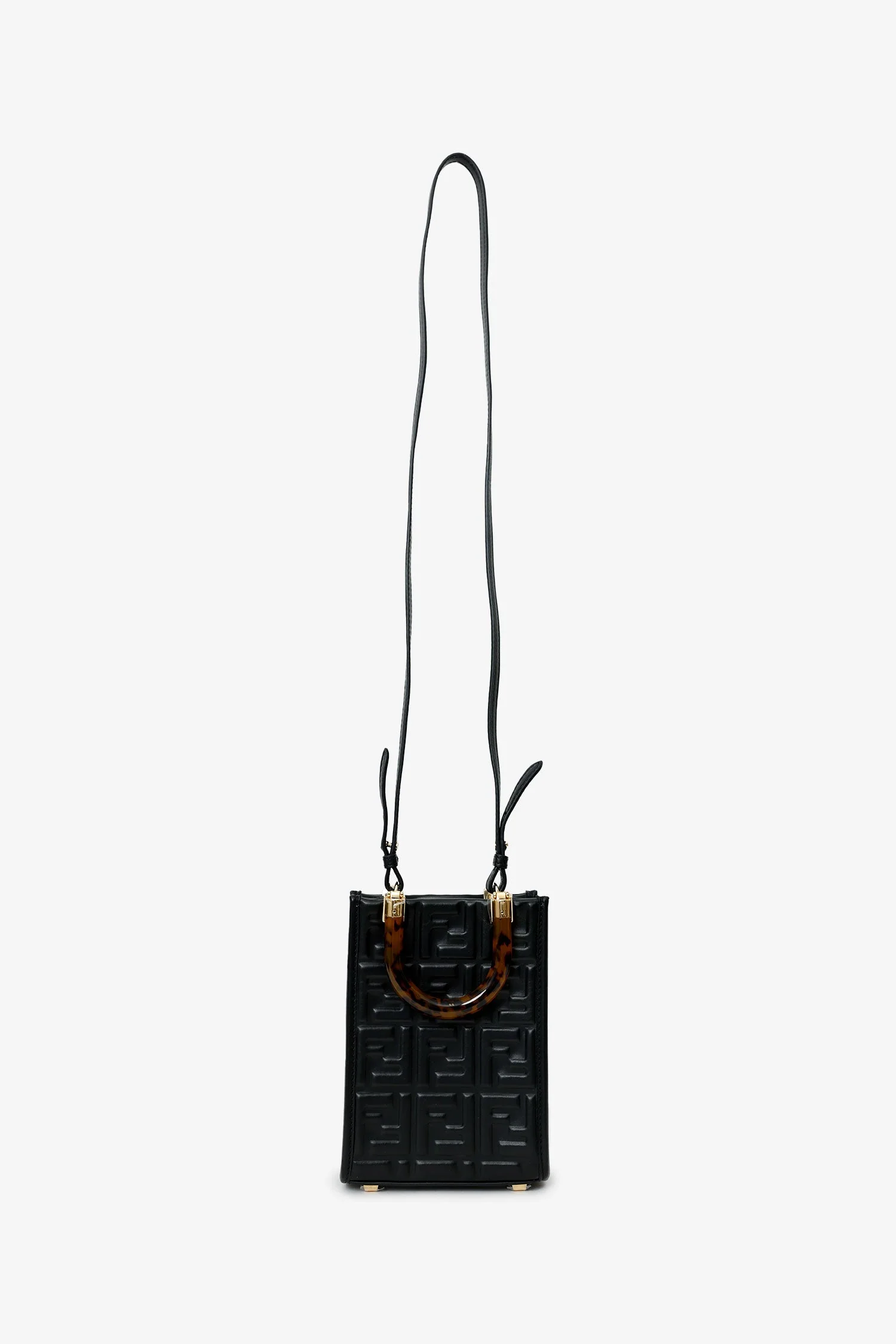 Fendi Black FF Embossed Leather Mini Sunshine Shopper Tote - Image 7