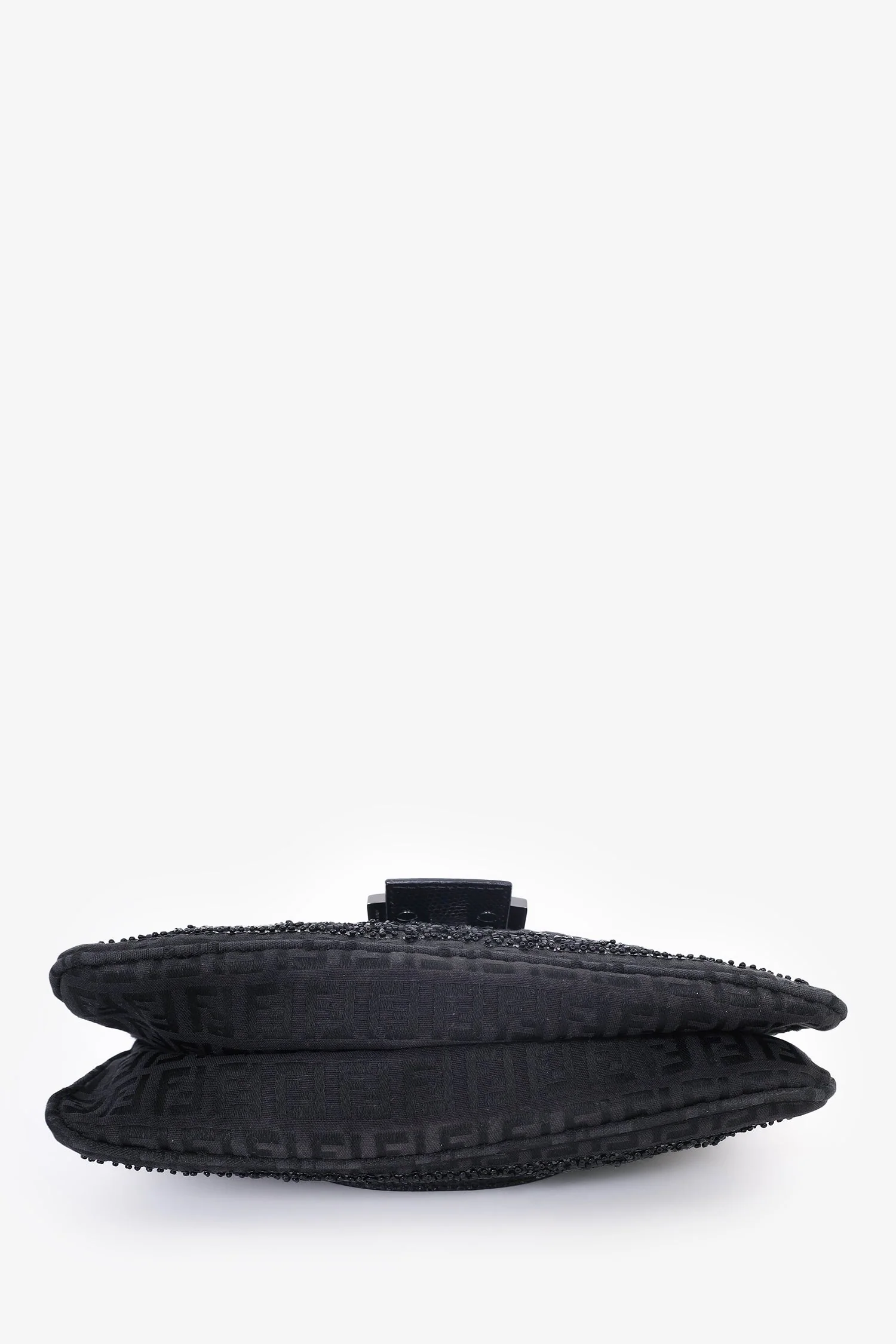 Fendi Black FF Zucca Beaded Lizard Trimmed Baguette - Image 6