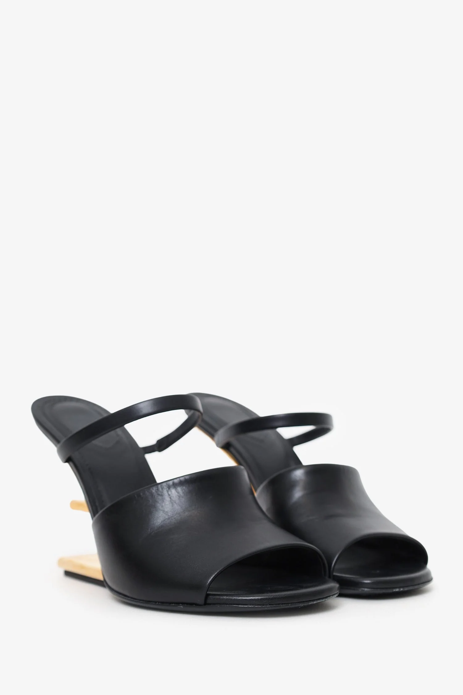 Fendi Black Leather 'First' Slingback Heels Size 37 - Image 2