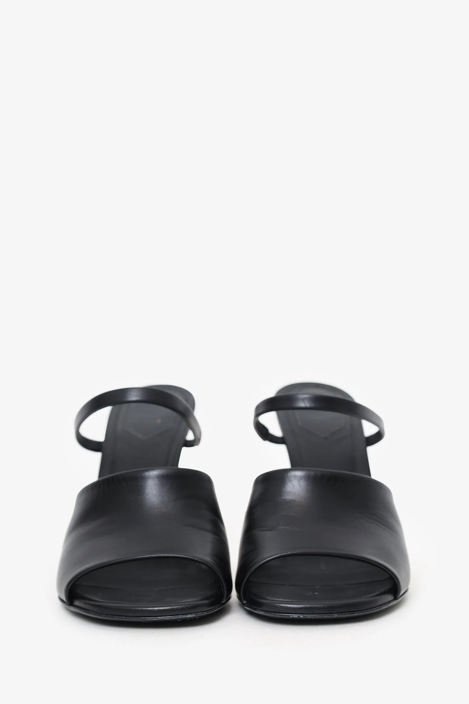 Fendi Black Leather 'First' Slingback Heels Size 37 - Image 3