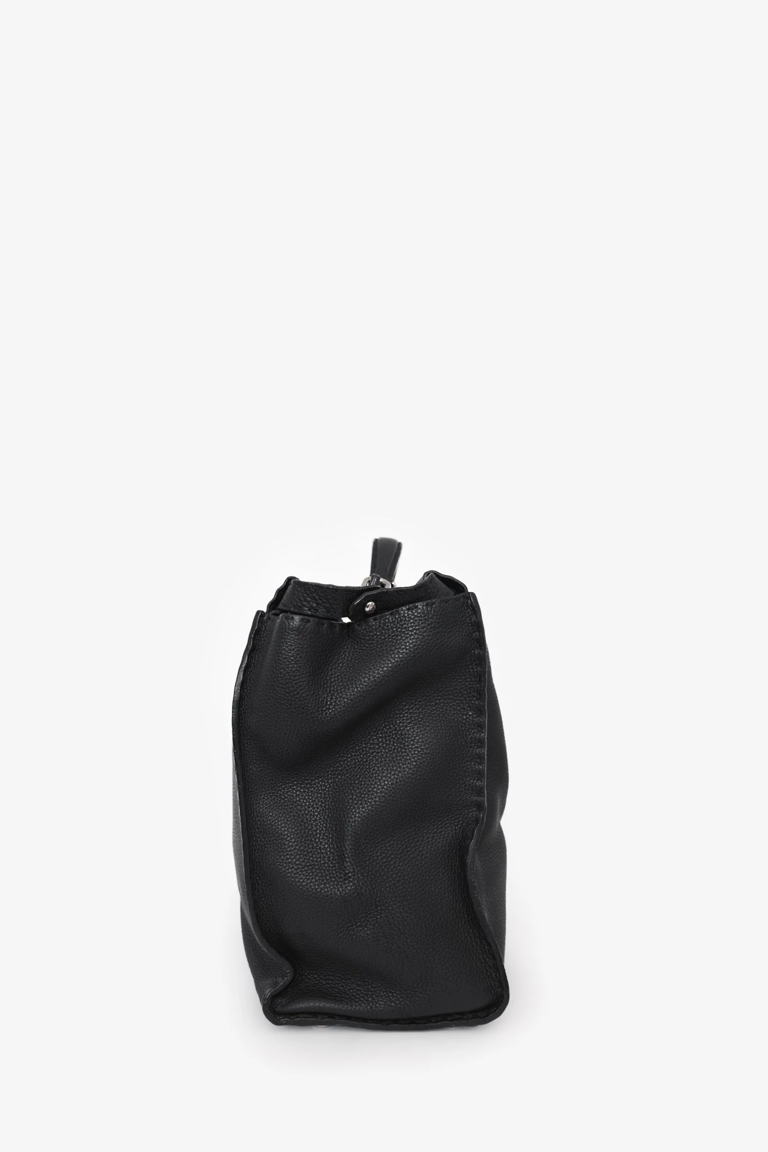 Fendi Black Leather Grained Monster Peekaboo Messenger Bag - Image 3