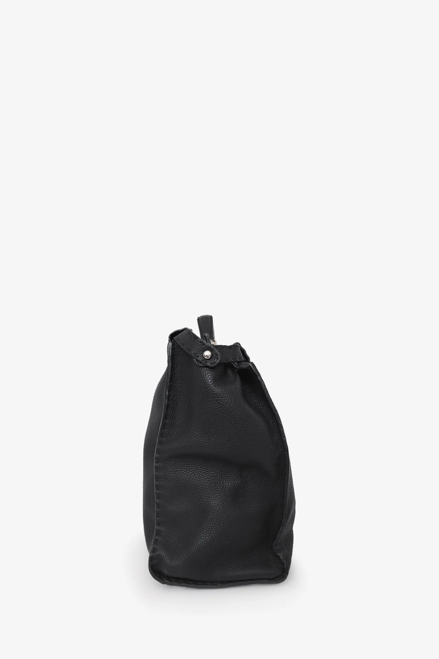 Fendi Black Leather Grained Monster Peekaboo Messenger Bag - Image 4