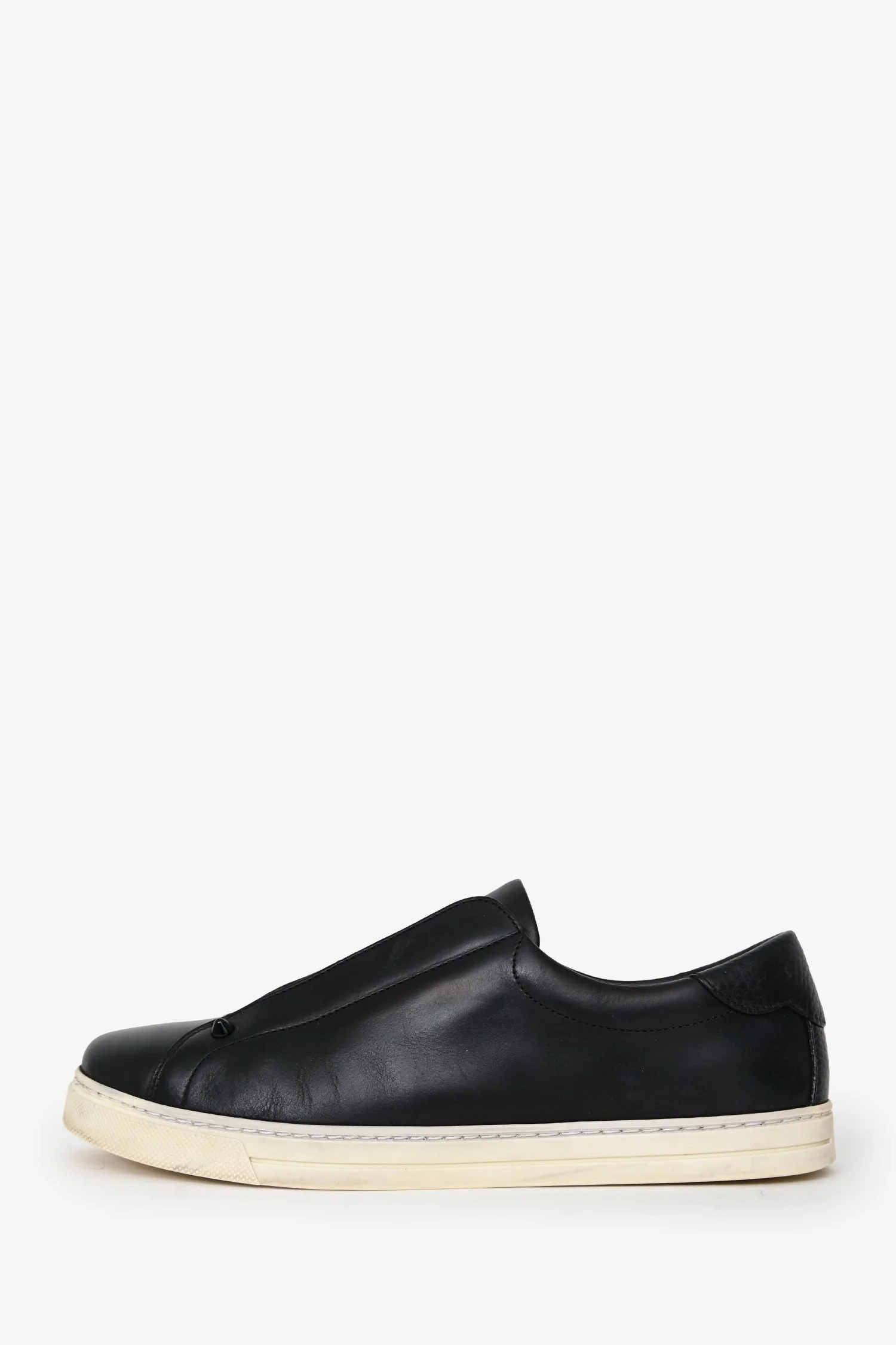 Fendi Black Leather Logo Slip Ons Size 39 - Image 5