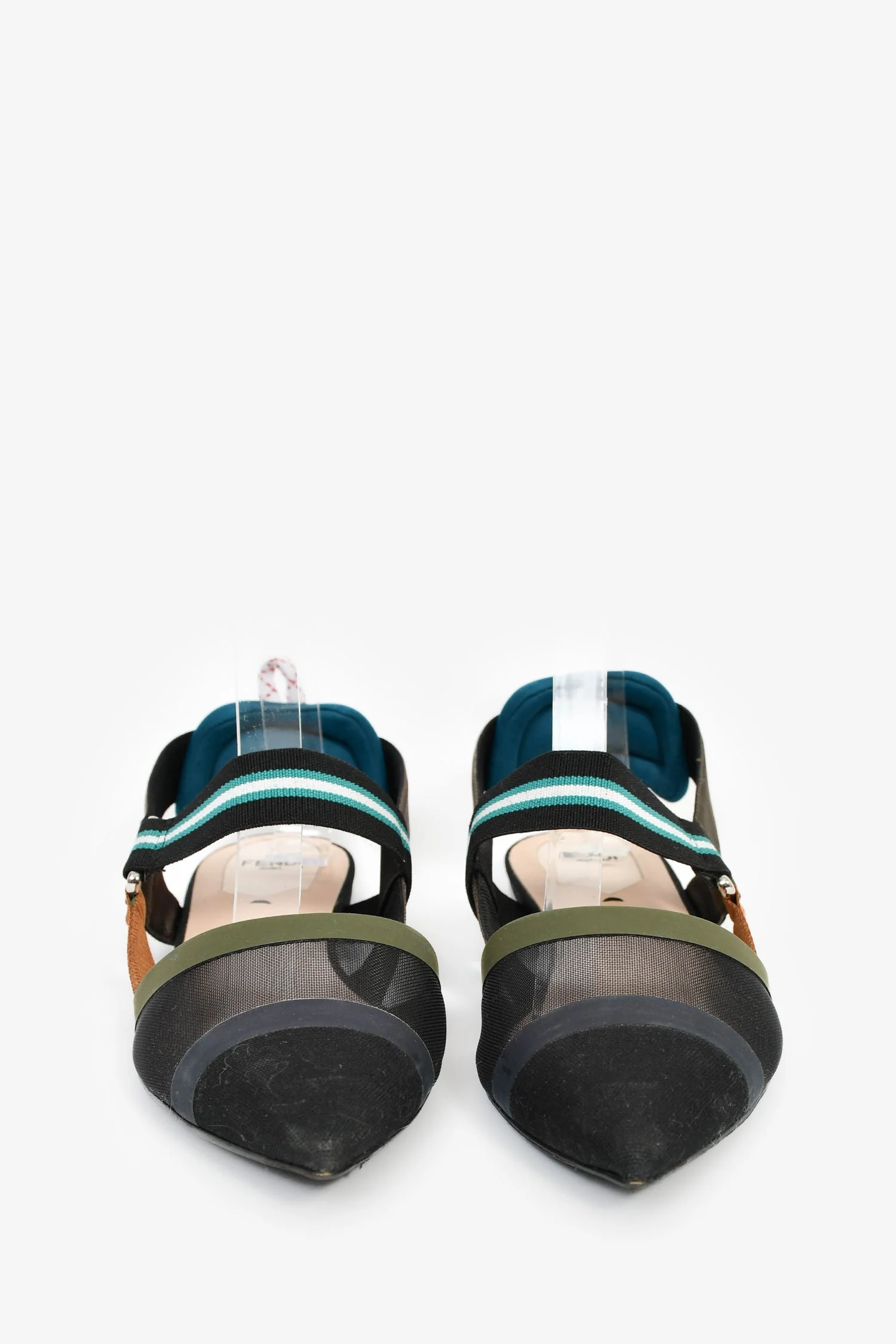 Fendi Black/Multicolour Mesh 'Colibri' Slingback Flats Size 40 - Image 2