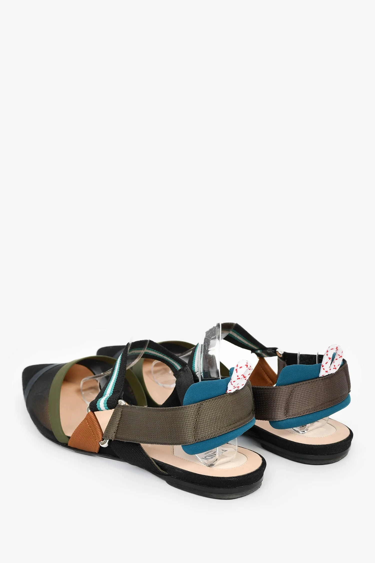 Fendi Black/Multicolour Mesh 'Colibri' Slingback Flats Size 40 - Image 5