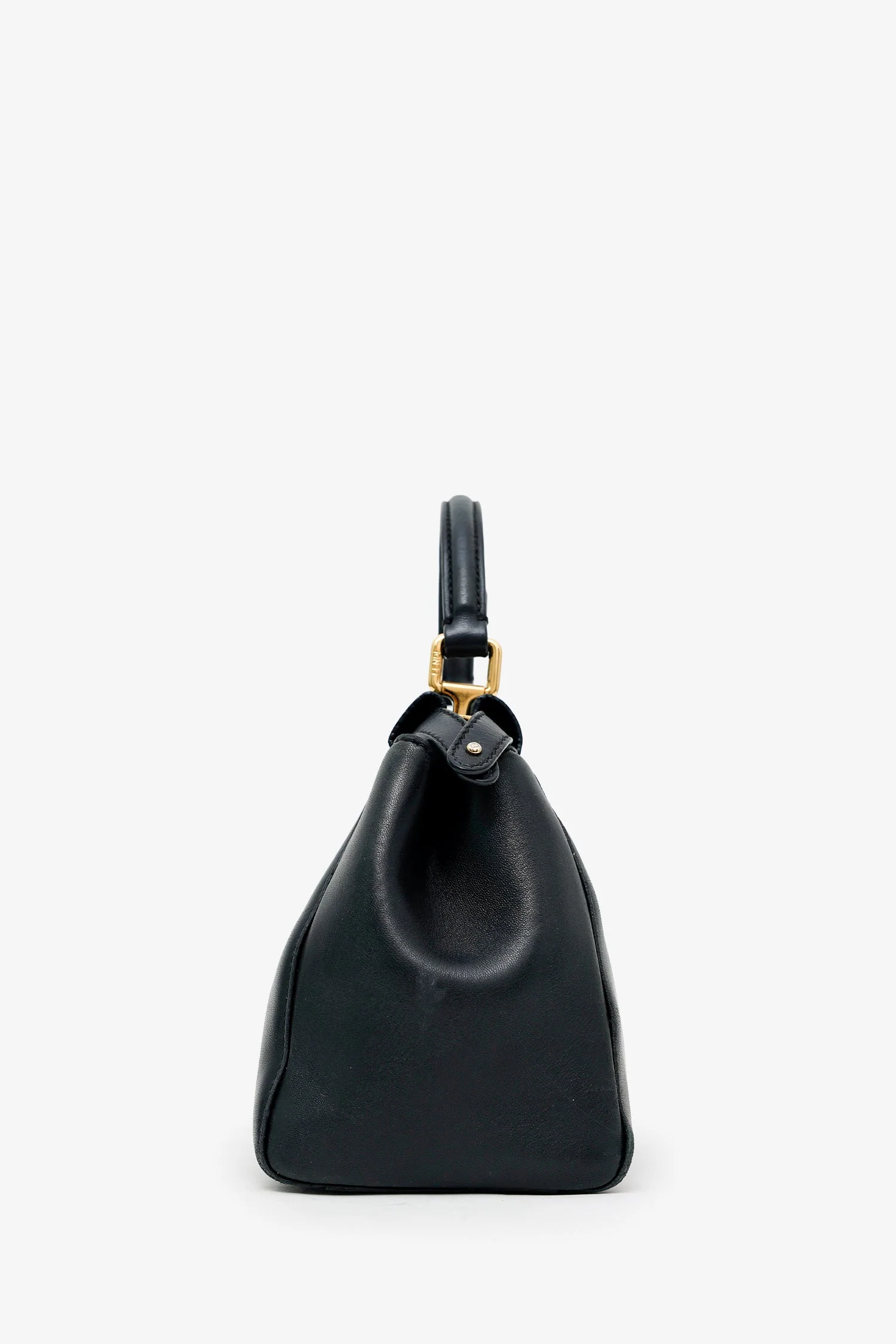 Fendi Black Soft Leather Small 'Peekaboo' Bag With Strap - Image 3