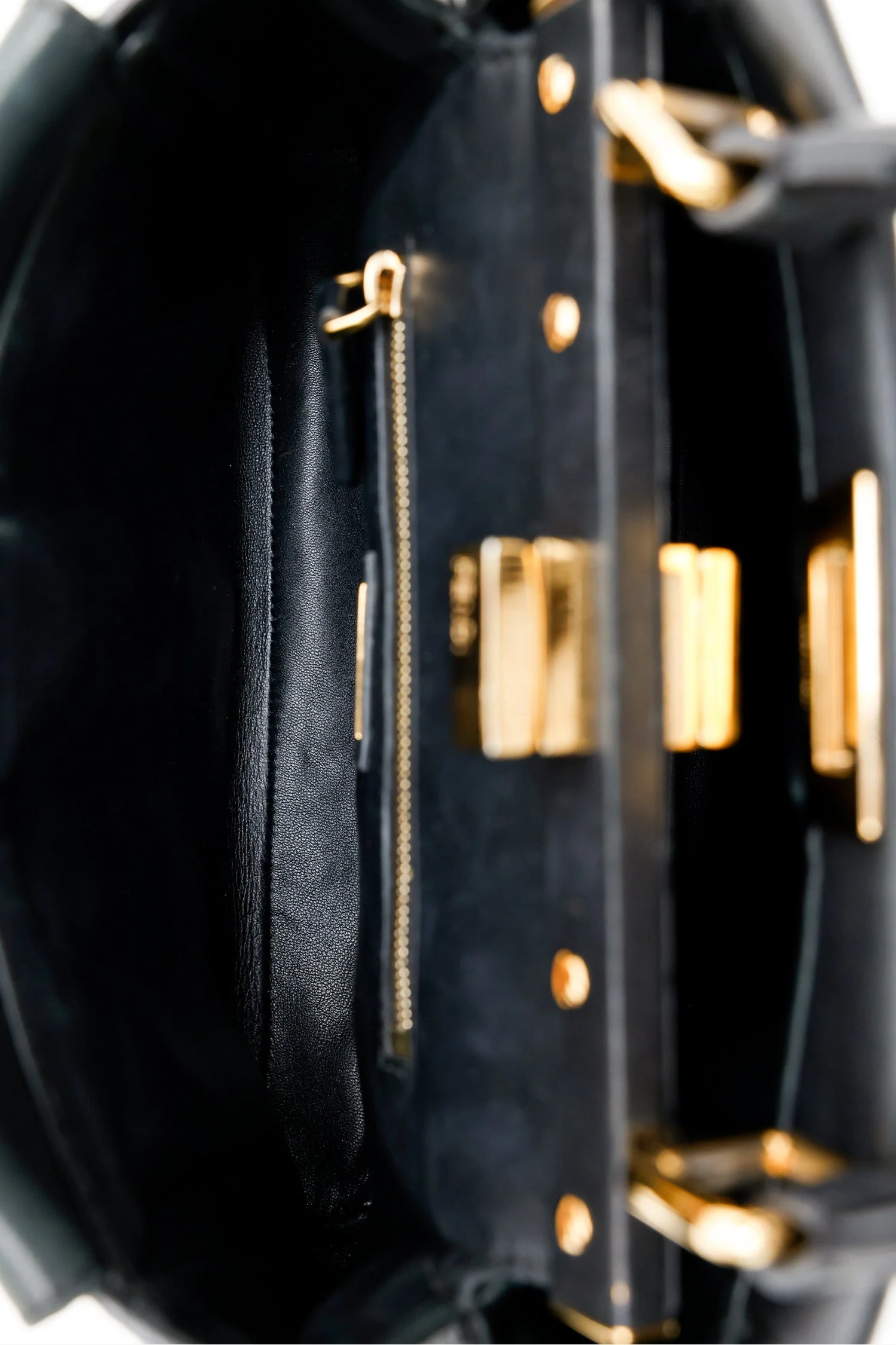 Fendi Black Soft Leather Small 'Peekaboo' Bag With Strap - Image 7