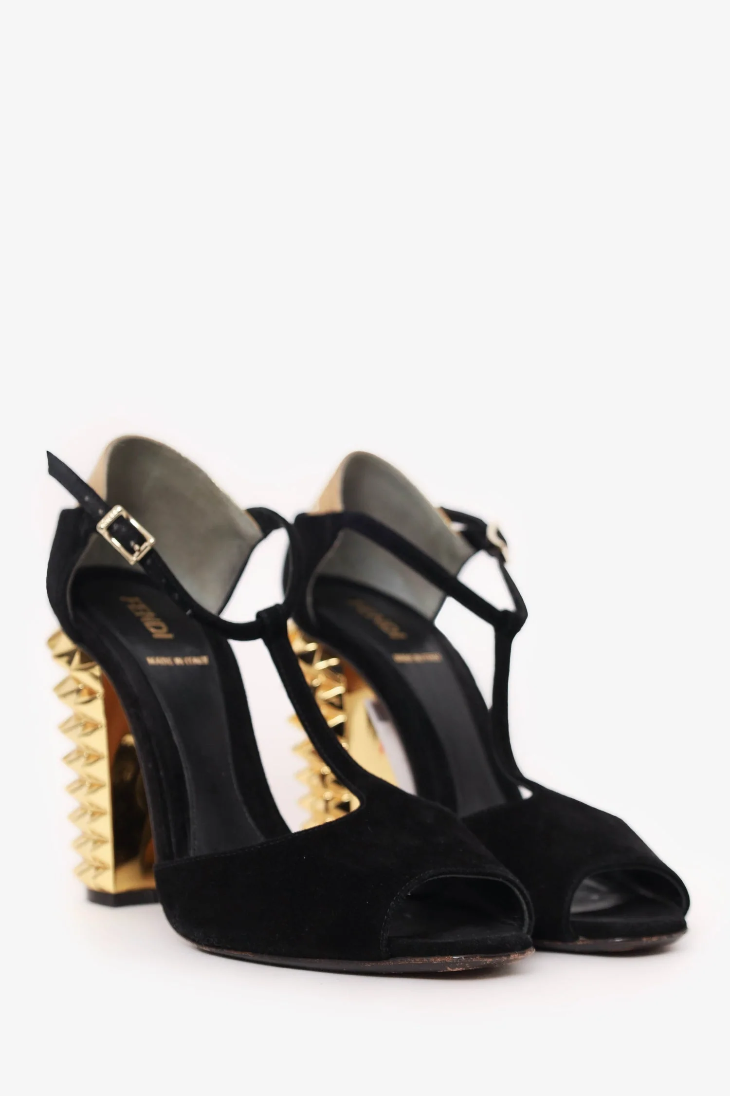 Fendi Black Suede Open Toe Heels Size 36.5 - Image 2