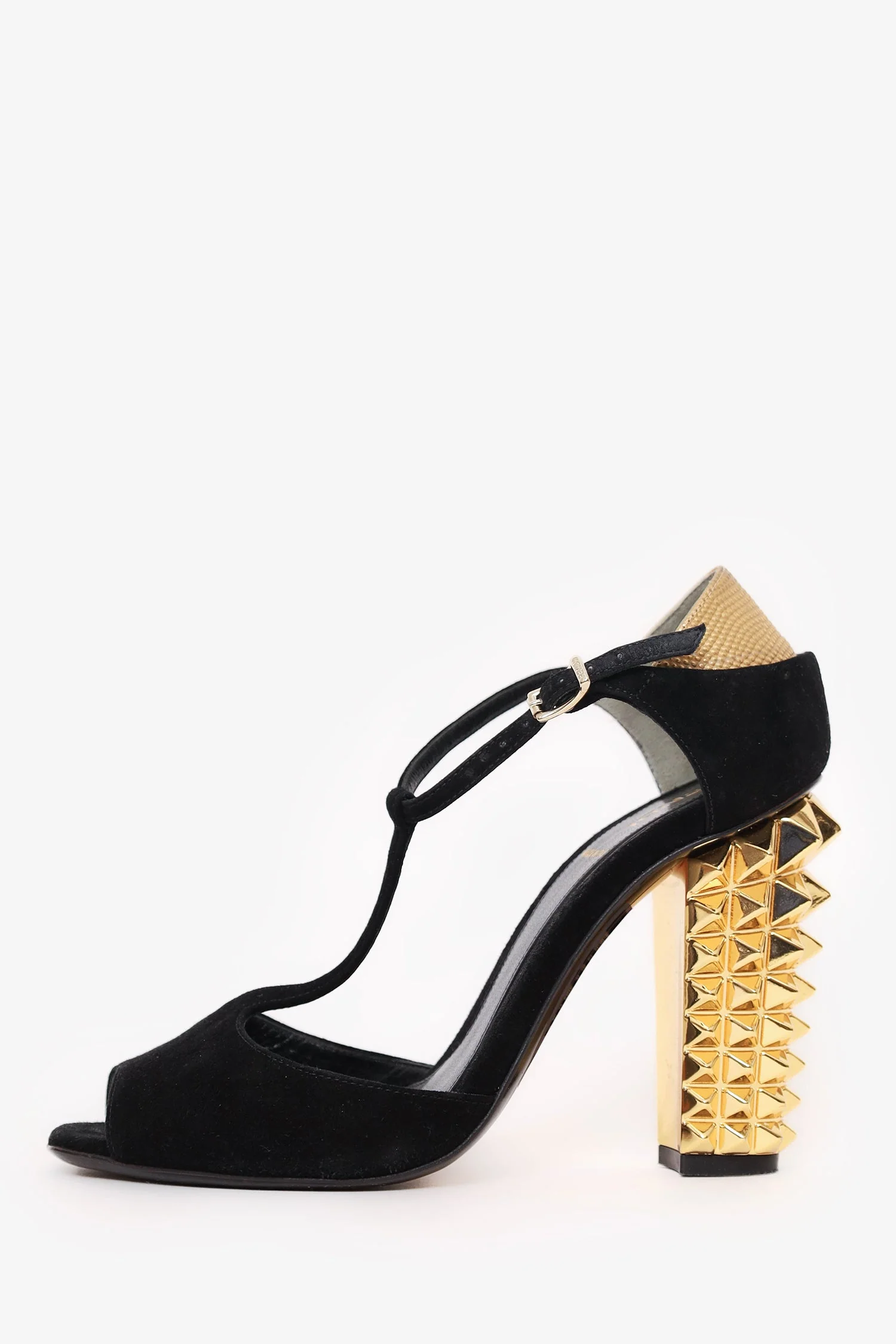 Fendi Black Suede Open Toe Heels Size 36.5 - Image 4