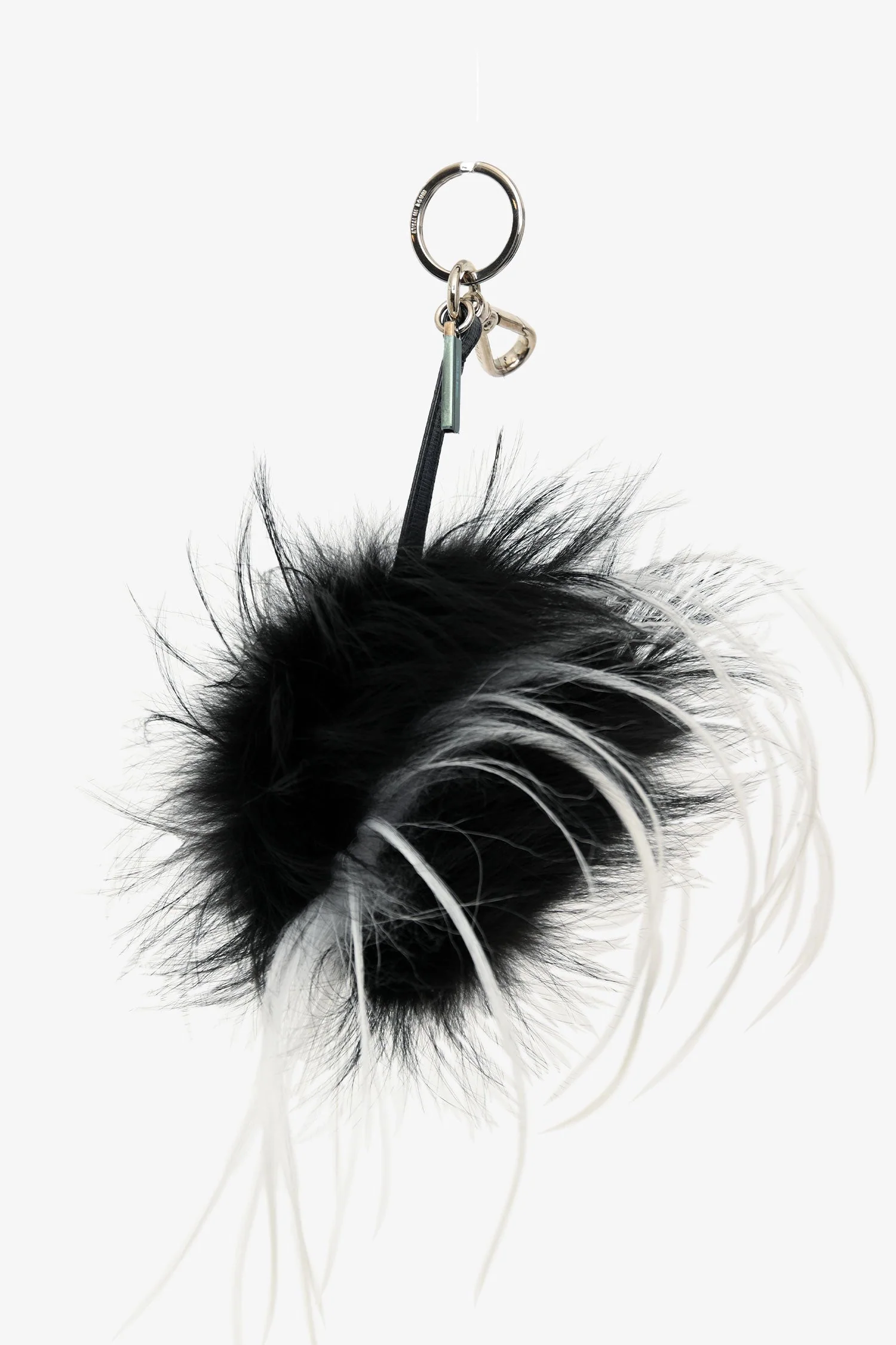 Fendi Black & White Monster Eye Fur Keychain - Image 2