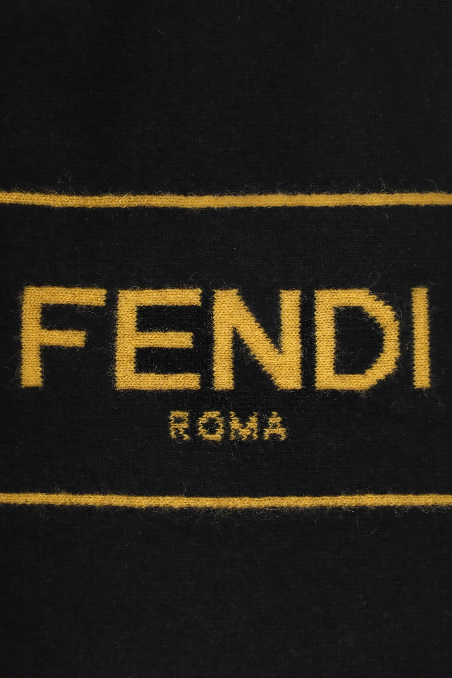 Fendi Black/Yellow Wool/Cashmere Logo Toque - Image 3