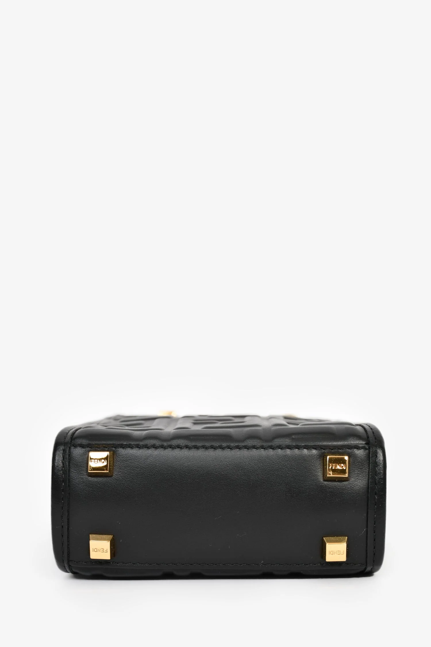 Fendi Black Zucca Embossed Leather/Tortoise Sunshine Mini Top Handle Bag - Image 5