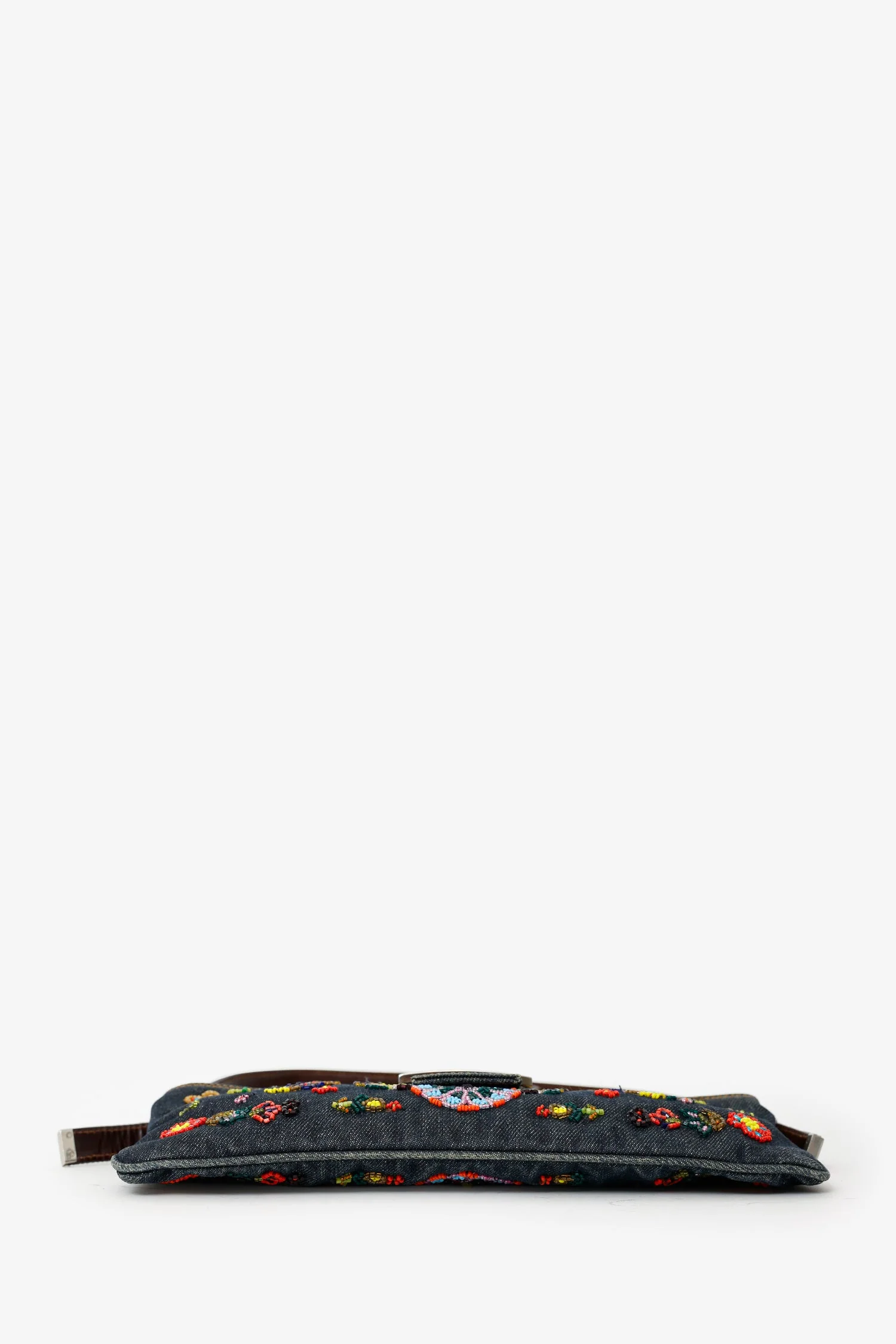 Fendi Blue Denim Beaded Baguette Pochette - Image 5